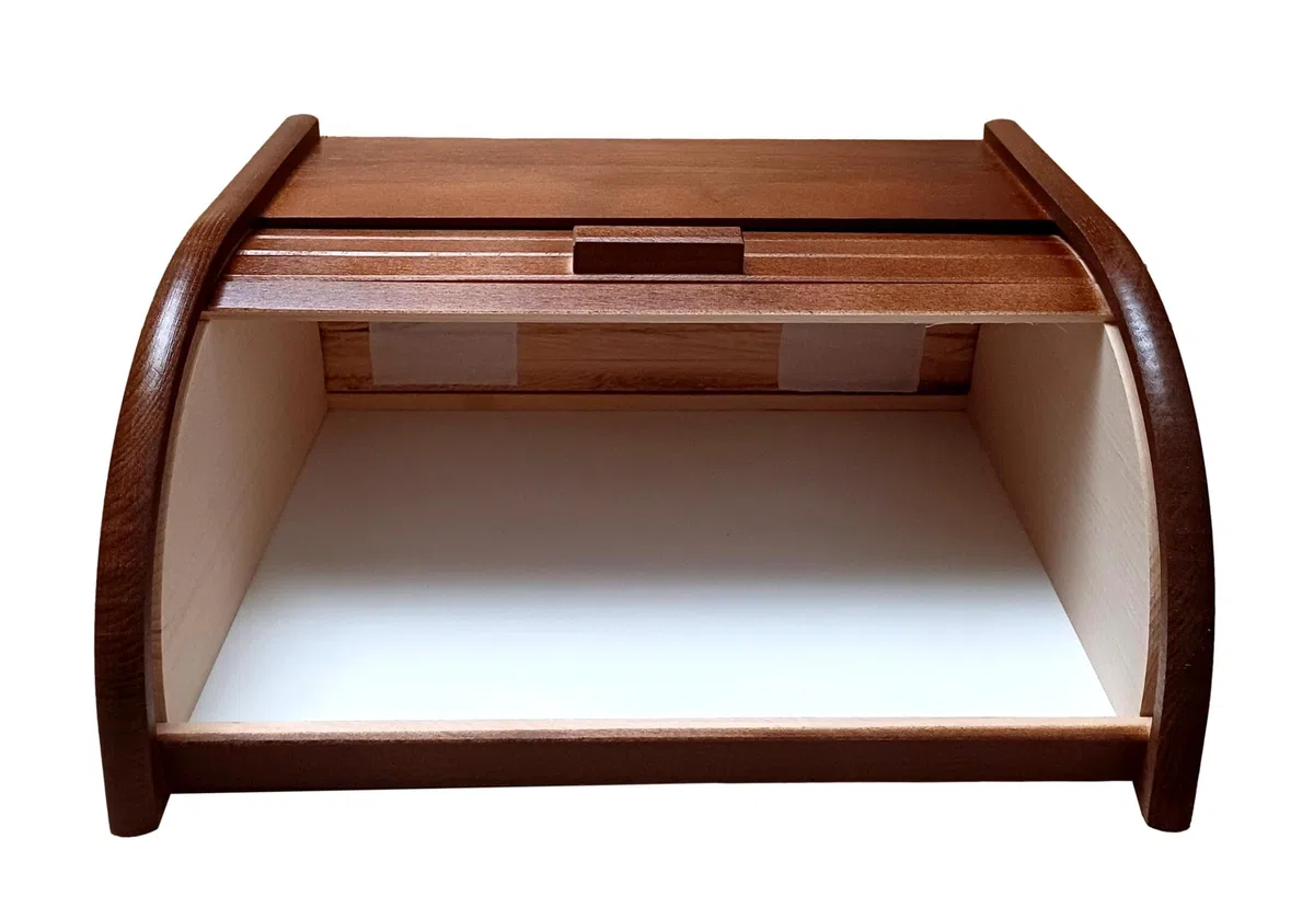 Contenitore per il pane in legno con chiusura a serranda per conservare il pane in cucina, Legno, Dark Brown, large