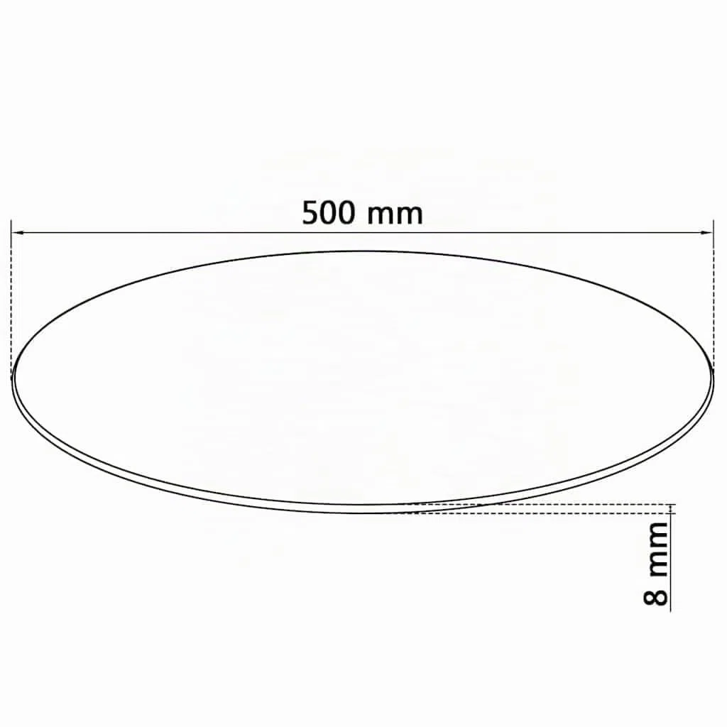 vidaXL Piano Tavolo, Ø 500 mm, Vetro Temperato, Nessun Montaggio, Trasparente, Rotondo, Spessore 8 mm, Copertura Protettiva, Piano Tavolo Robusto