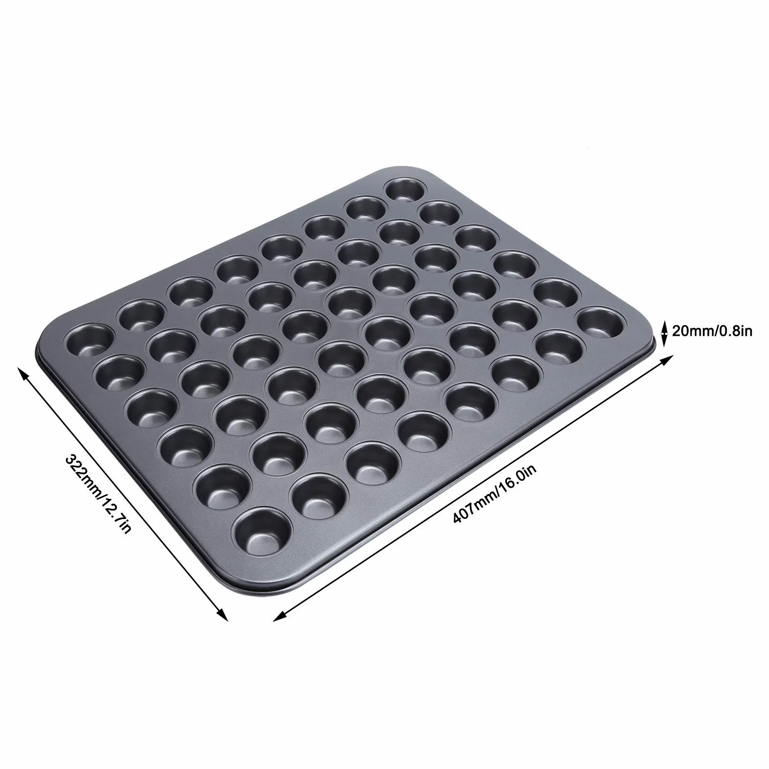 Teglia per Cupcake da 48 Tazze, Mini Teglia Antiaderente per Muffin da 48 Tazze, Teglia Rotonda per Cupcake, Teglia da Forno per Cottura in Forno, Accessori per la Cottura, Grigio