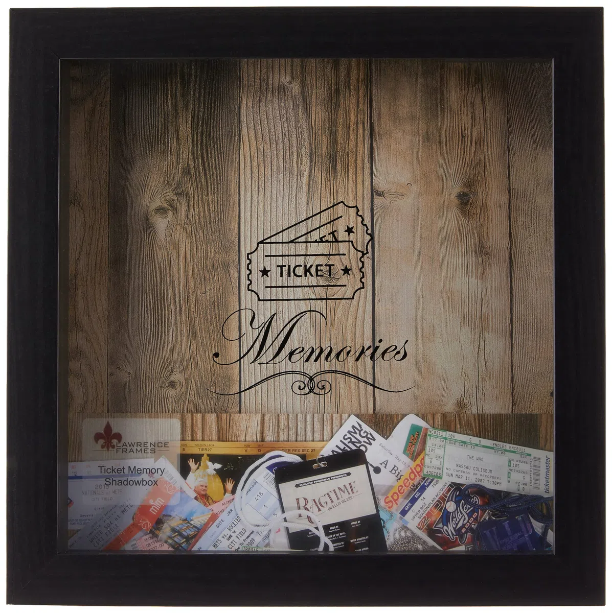 Lawrence Frames Ticket Holder Porta Biglietti 10x10 Black Shadow Box, Tessuto, Nero, 10 x 10