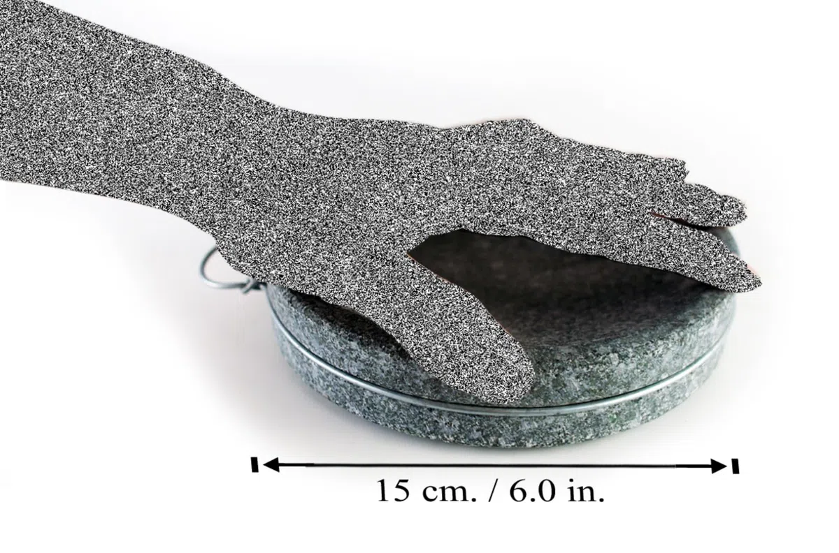 Set con mortaio e pestello in granito di piccole dimensioni, 15 cm/6 pollici, con piastra in pietra per spezie e sale, ideale per campeggio e uso primitivo