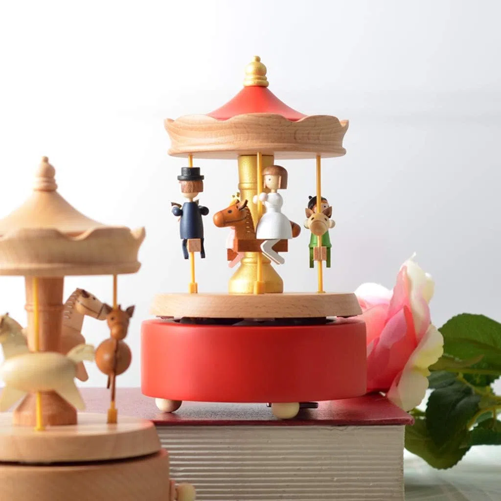 Scenari Innovativo Carillon di Legno, Premium Creativo Mano Manovella Artigianato in Legno Scatola di Musica Migliore Regalo e Decorazioni Idea per Il Compleanno, Natale - Famiglia Giostra