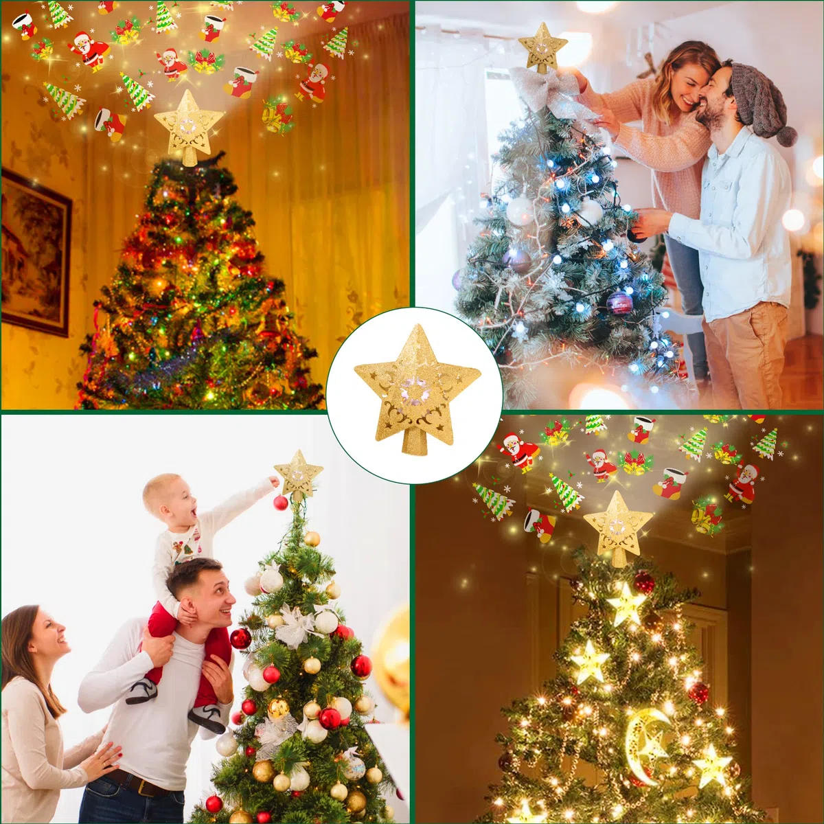Stella luminosa per la corona dell'albero di Natale – Proiettore LED rotante, cimitero e vertice dell'albero per la decorazione