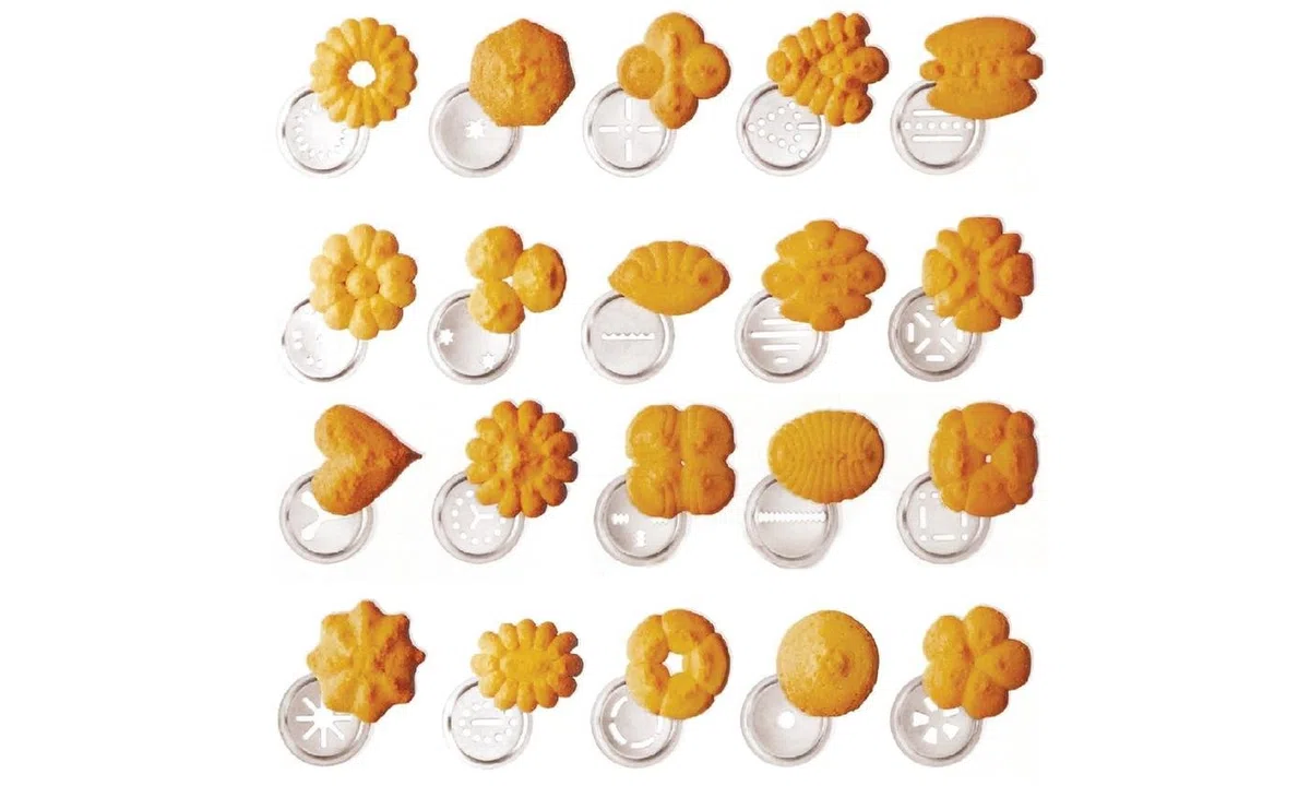 Excelsa Biscuits Macchina per Biscotti, Acciaio Inossidabile, Argento, 15,5x6x23 cm