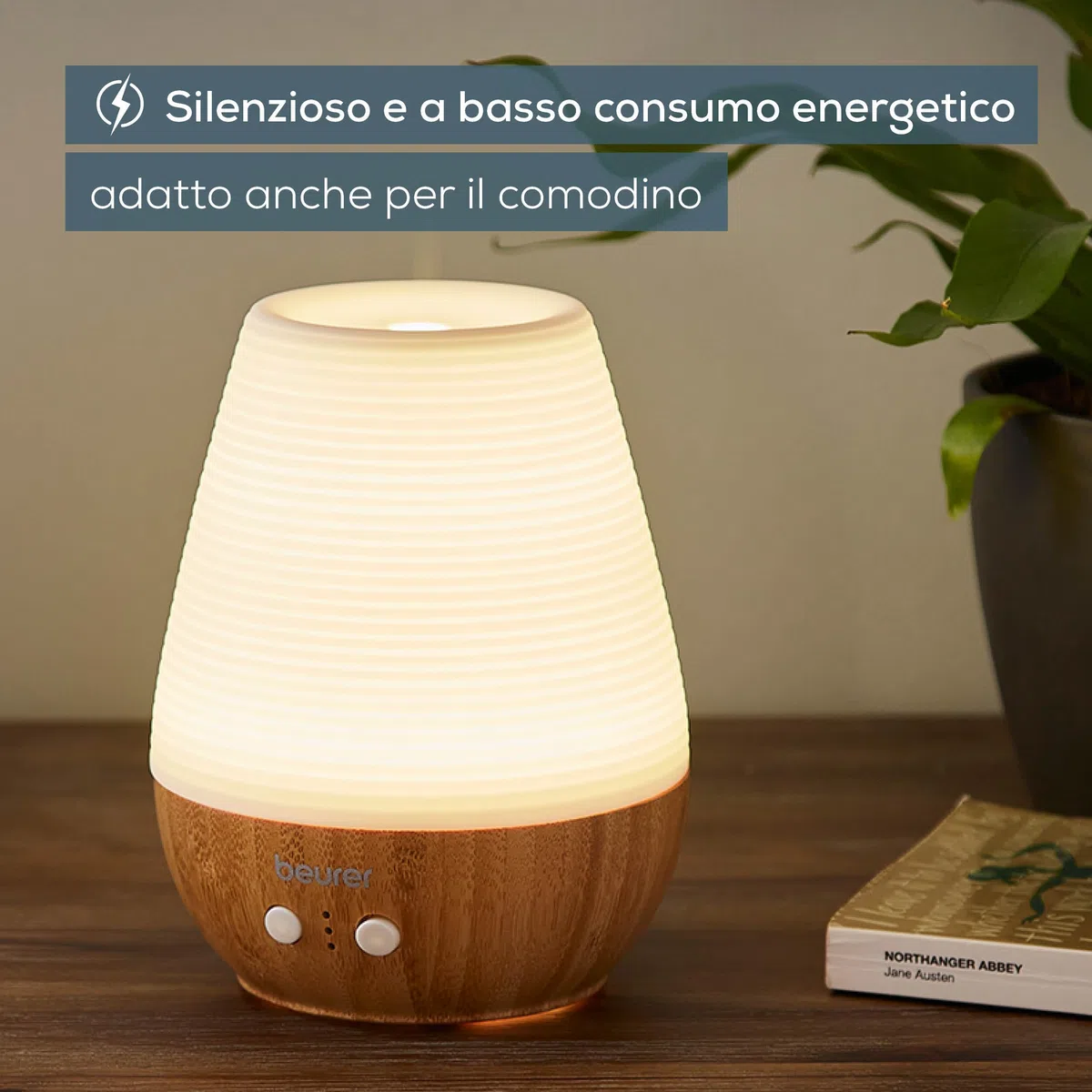 Beurer LA 40 Diffusore Aromatico Ultrasuoni con LED Colorato 7 Colori, Bambù Porcellana, Timer 1-3-7h, 180ml, Silenzioso 12W, Aromi Idrosolubili, Ambienti fino 20m², con Spegnimento Automatico