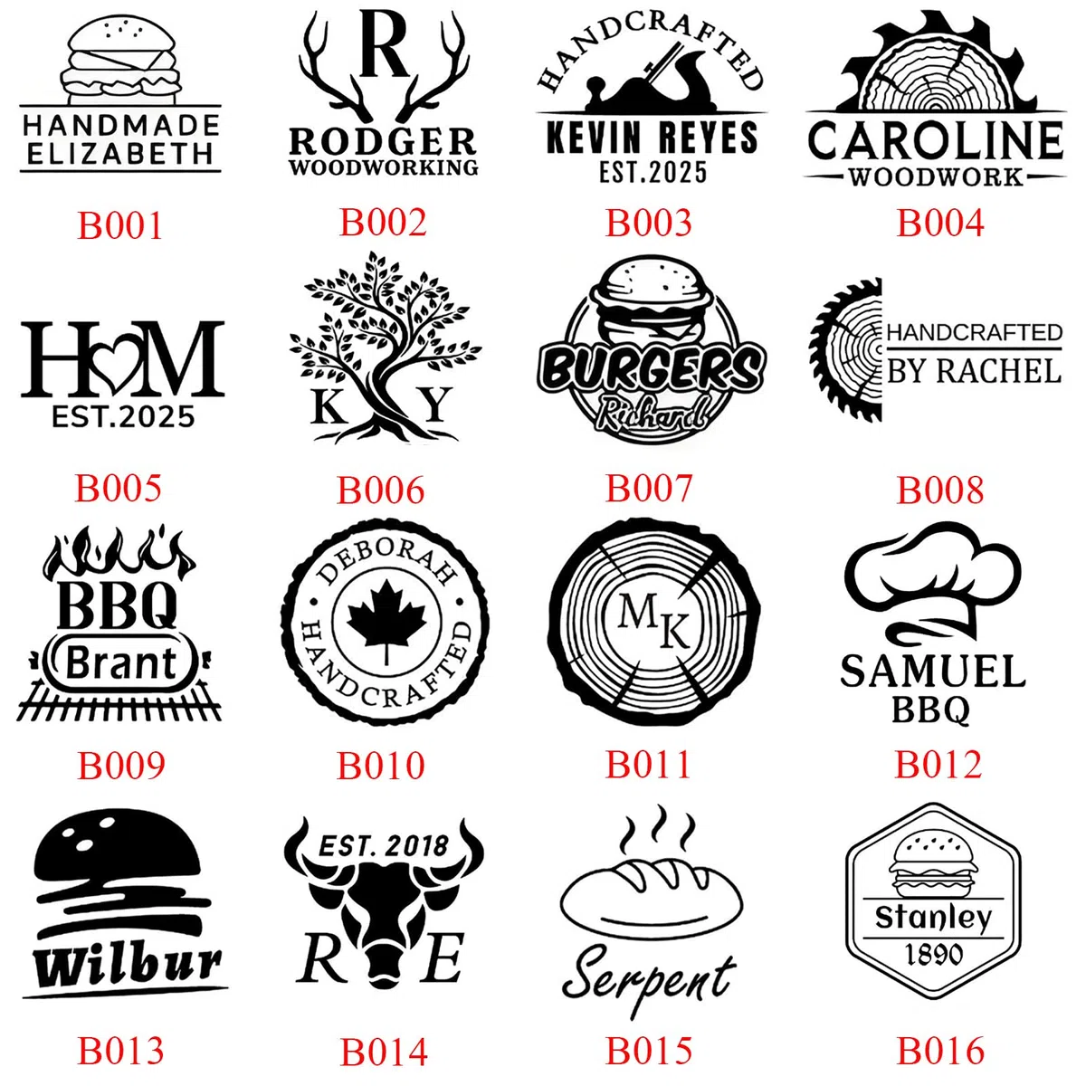 Ferro da stiro personalizzato per legno e pelle, hamburger, barbecue, bistecca e pane, logo personalizzato (3.8cm)