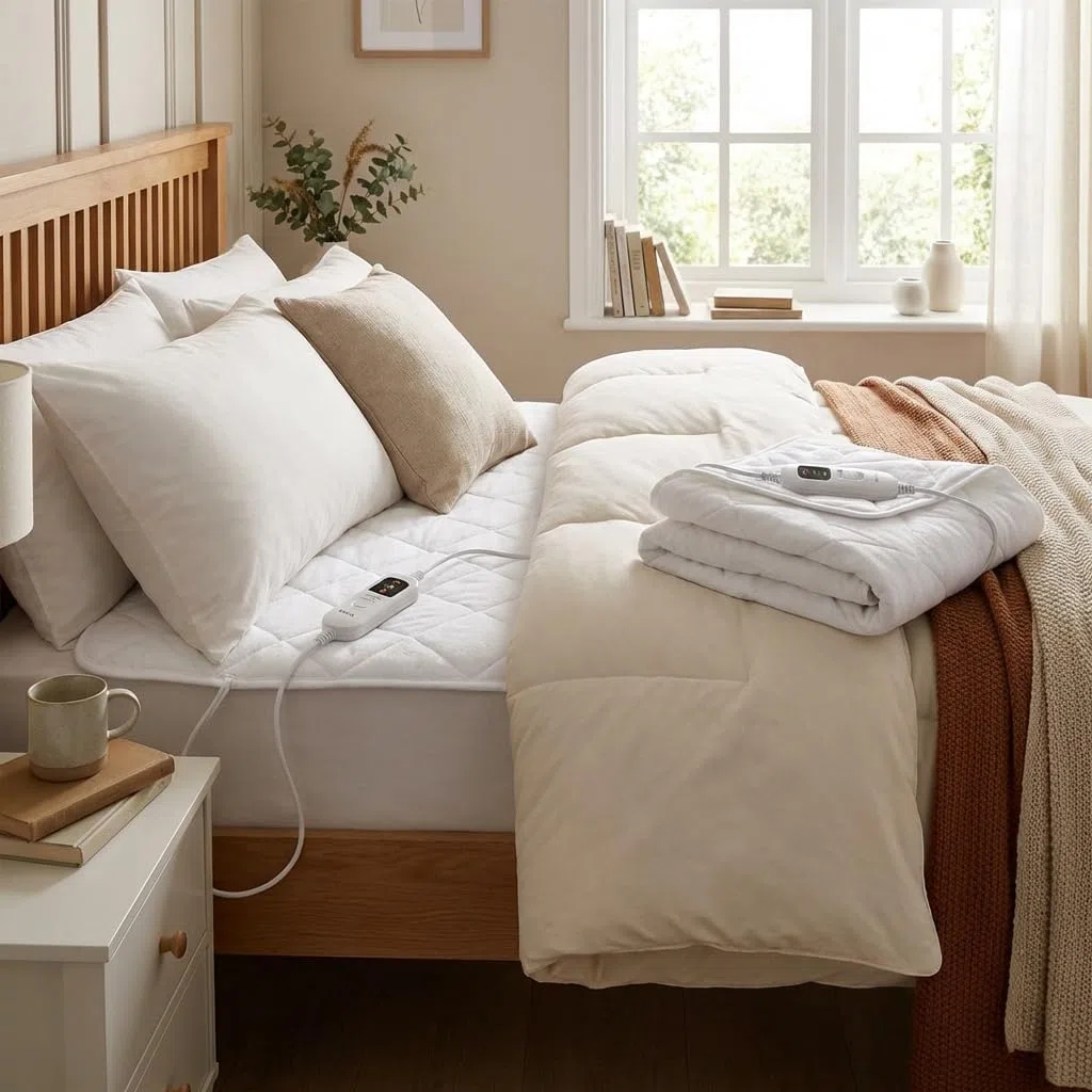 MAKA Scaldaletto Elettrico Singolo e Matrimoniale Termocoperta in Poliestere Traspirante con Telecomando a 3 Livelli di Calore Timer fino a 12 Ore 100W per un Sonno Caldo (Singolo 150x80 cm)