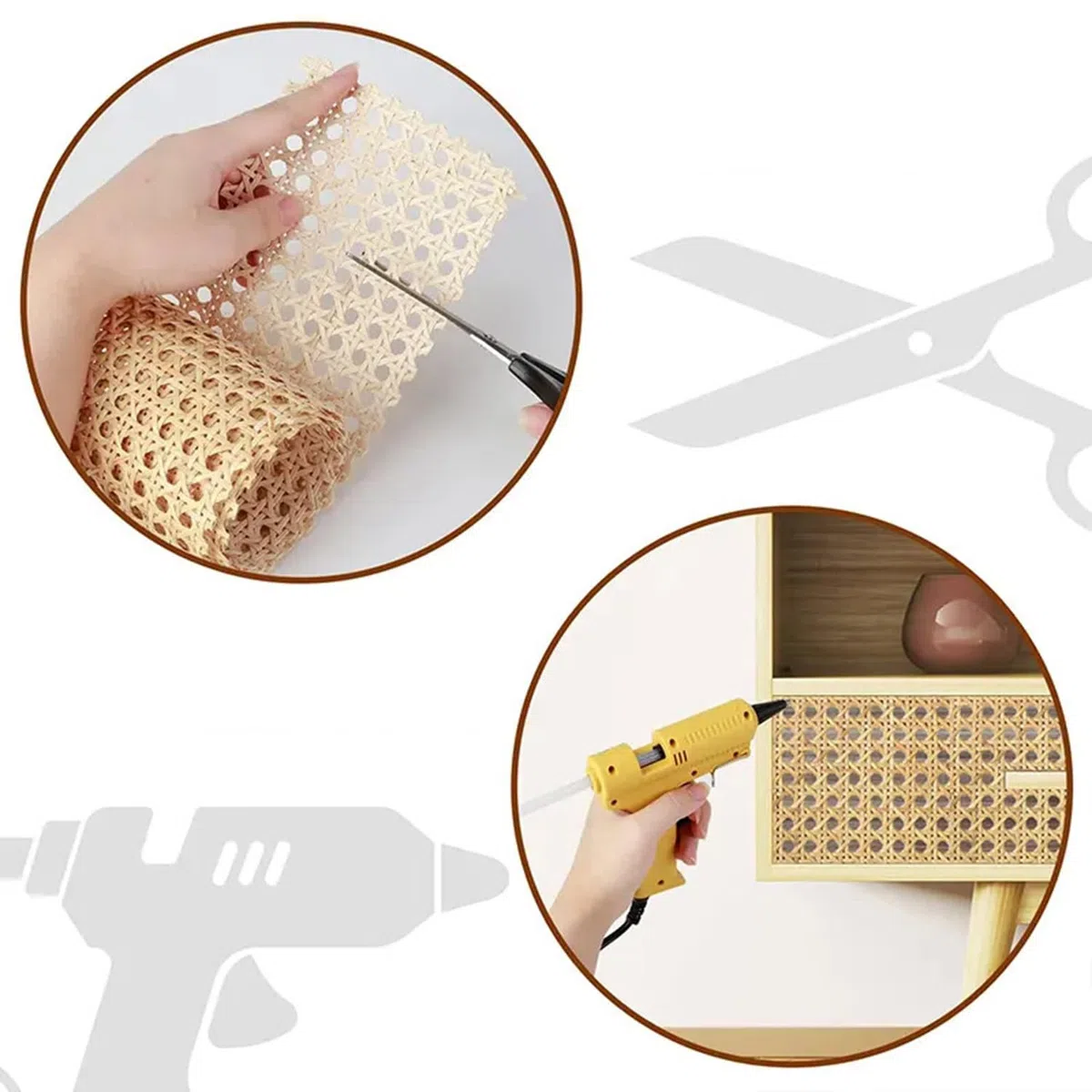 Intreccio Bianco Viennese, Rotolo di Tessuto in Rattan Sintetico, Rattan Sintetico, Nido d'Ape per Progetti Fai da Te, Decorazione di Mobili, 40 x 100 cm
