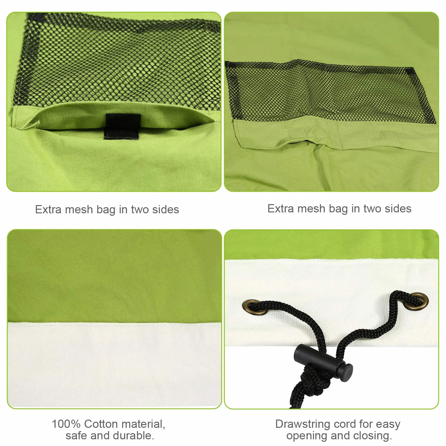 Borsa Per Giocattoli, BELLESTYLE Tela di cotone 150CM Tappetino da gioco per bambini Organizzatore di giocattoli Borsa rapida per Memorizzazione di giocattoli di piccole e medie dimensioni - Verde