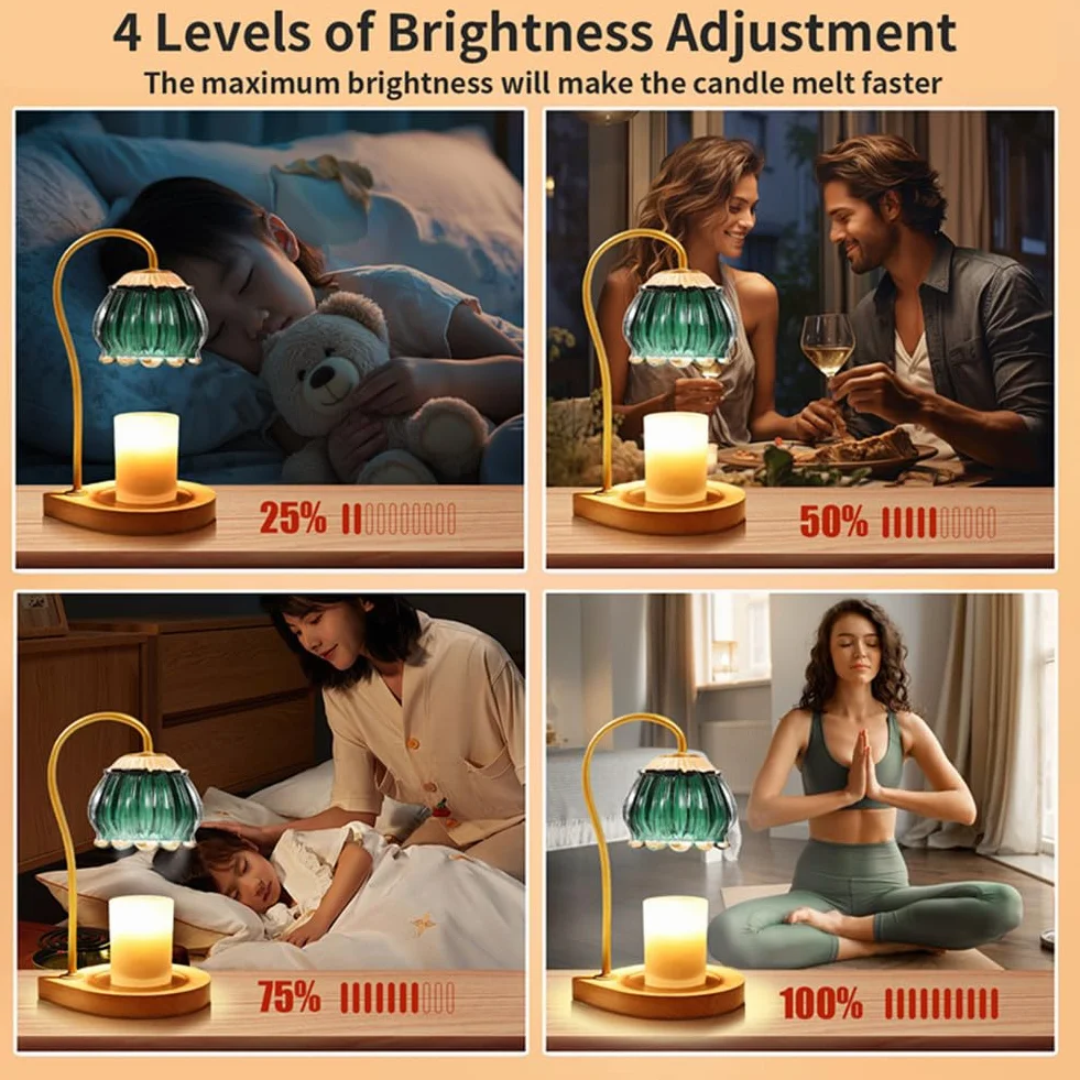 Lampada Scalda Candela a Luce Soffusa con Timer, Lampada Candela Elettrica con 2 Lampadine, Lampada Scaldacandele per Decorazione casa Camera da Letto
