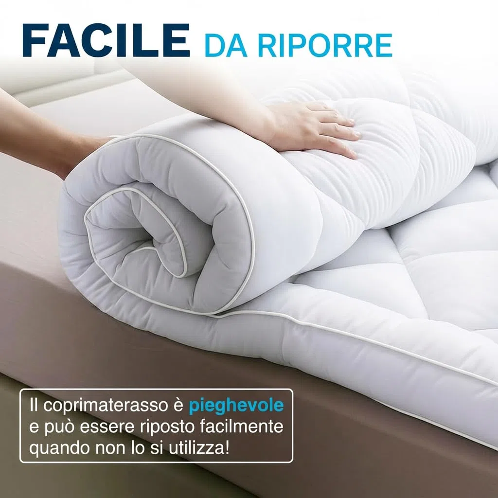 Coprimaterasso Topper Singolo 140x190 cm, Topper Materasso Memory Foam con Imbottitura 800g, Mattress Topper Traspirante Ipoallergenico Antiacaro con Elastici Antiscivolo per Letto Singolo 2 Persona