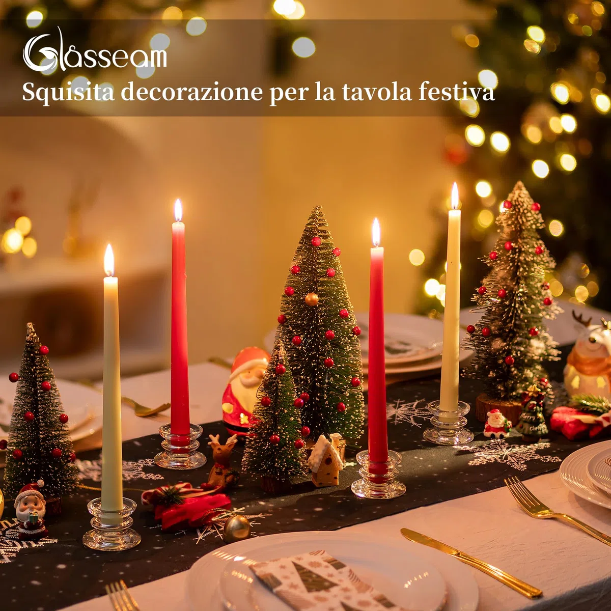 Glasseam Portacandele In Vetro Per Candelieri: Set Di 20 Portacandele, Piccoli Portacandeles Per Centrotavola Da Matrimonio, Portacandeles Conico Trasparente Per Decorazioni Da Tavola Per Feste