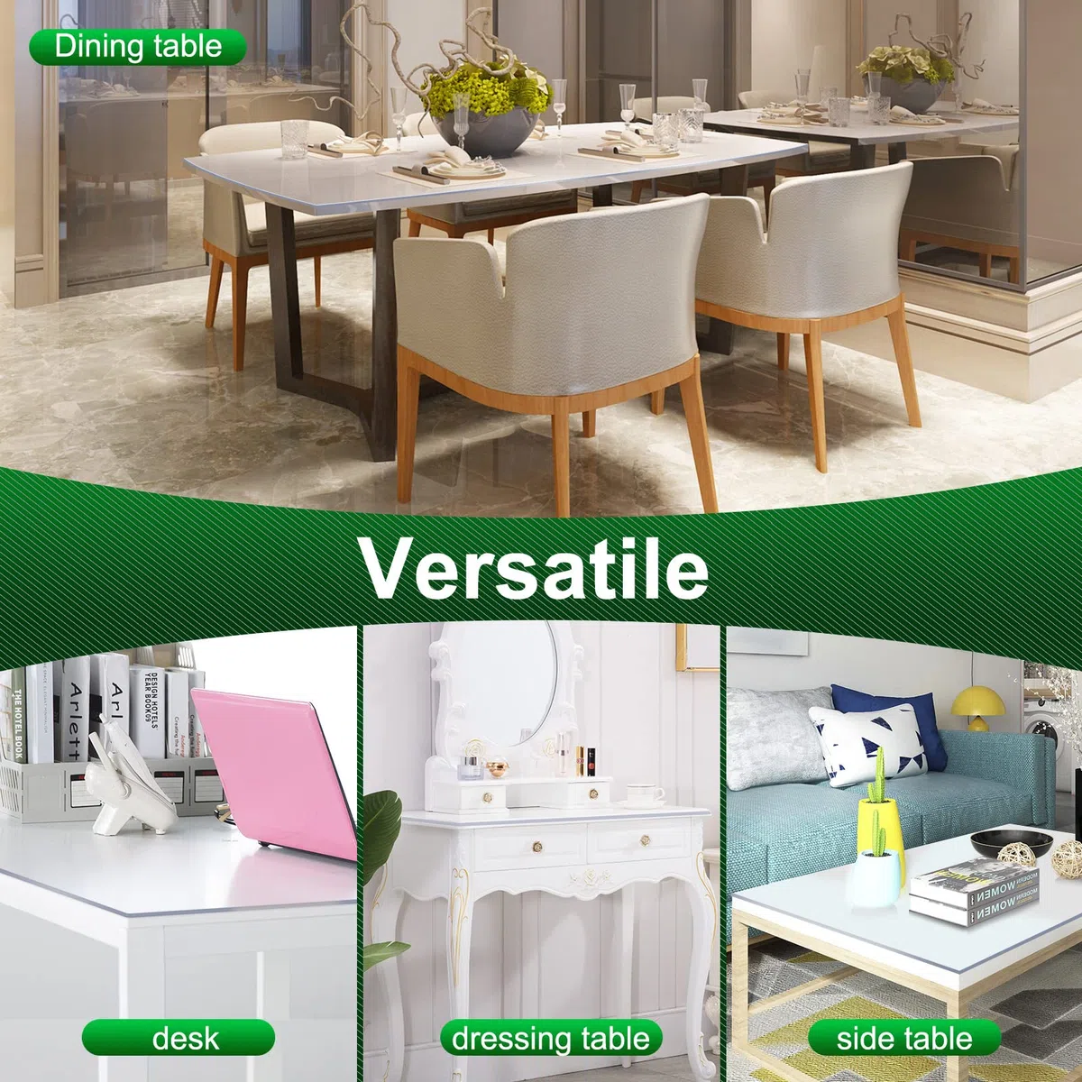 WOLTU Tovaglia Trasparente in PVC 2 mm, Copritavolo Lavabile Impermeabile Resistente al Calore, Pellicola Protettiva per Tavolo Rettangolare 90x160 cm