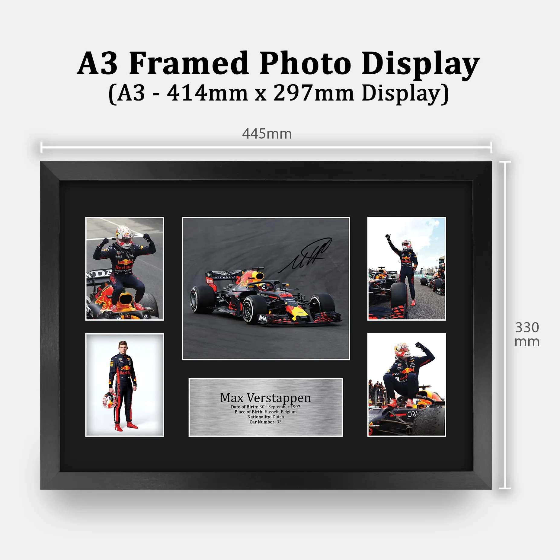 HWC Trading FR A3 Max Verstappen Gifts - Espositore con autografo stampato per fan di F1 Formula 1, formato A3
