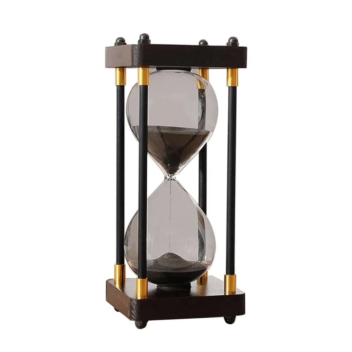 Clessidra Grande 60 Minuti in Legno Arcobaleno - Vetro Decorazione Regalo per Casa, Scrivania, Ufficio, Matrimonio (Nero)