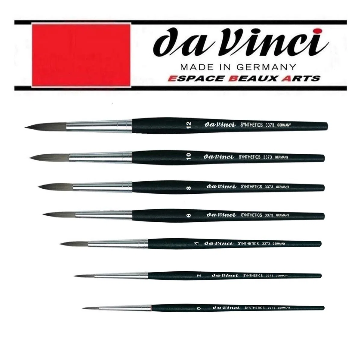 Da Vinci Serie 373 (3373) Set di 7 pennelli rotondi sintetici grigi 0,2,4,6,8,10,12 per pittura a olio, acrilico, guazzo e acquerello