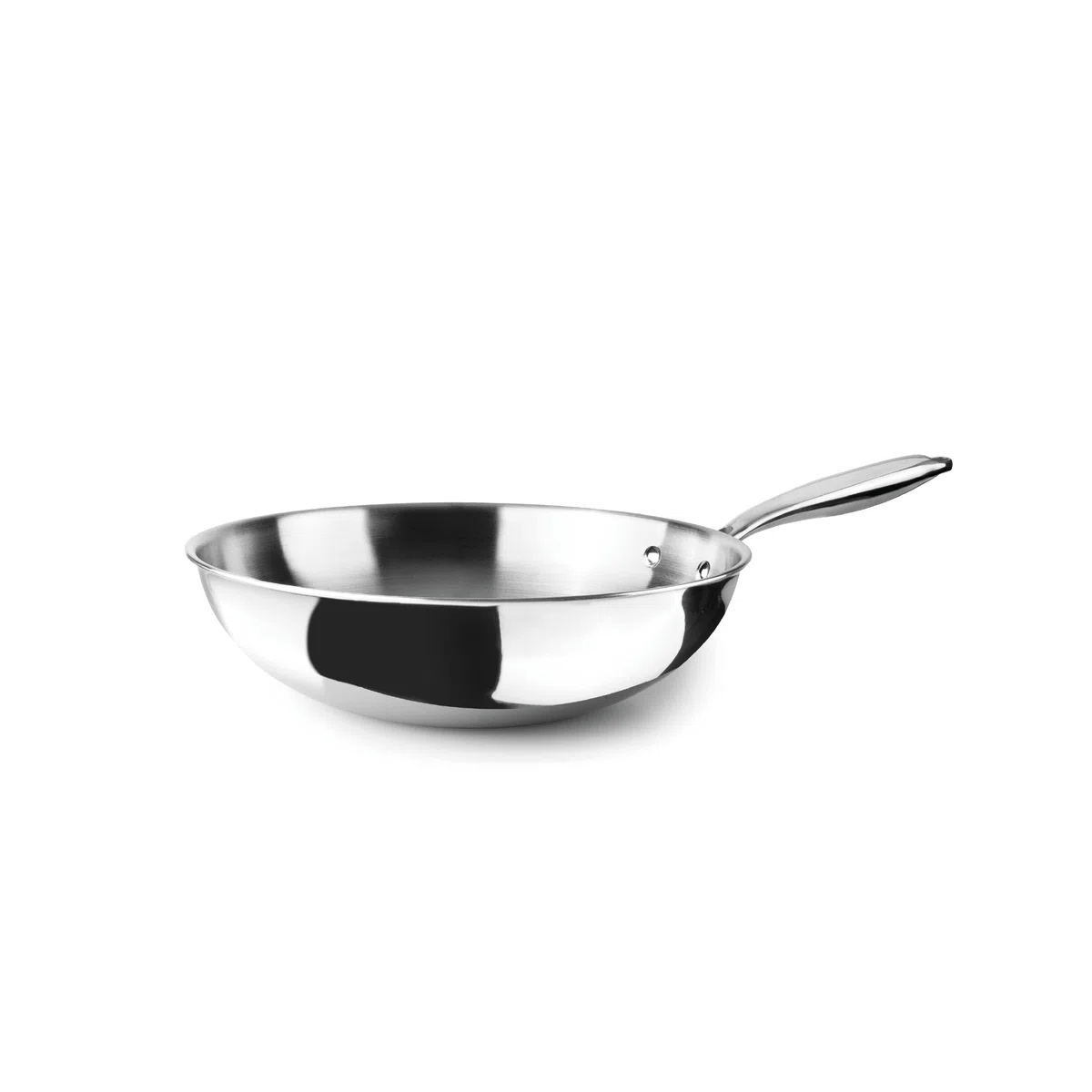 IBILI - Wok Triply Natural 30 Cm, Acciaio inossidabile, Adatto per induzione, senza antiaderente