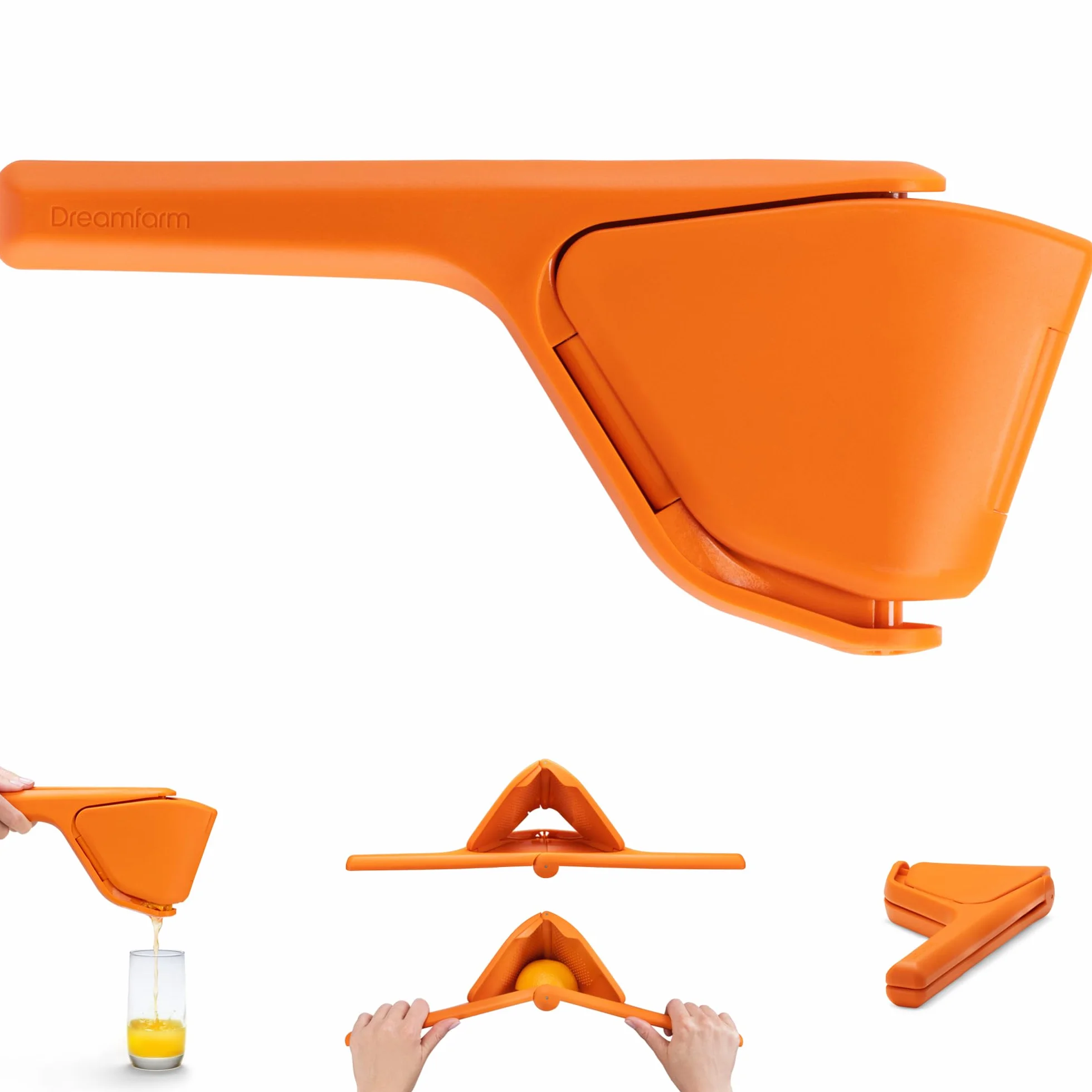 Dreamfarm Originale Arancione Fluicer Facile-Spremere Pieghevole-Piatto Spremiagrumi - 11 Pollici, Adatto a Tutti gli Agrumi