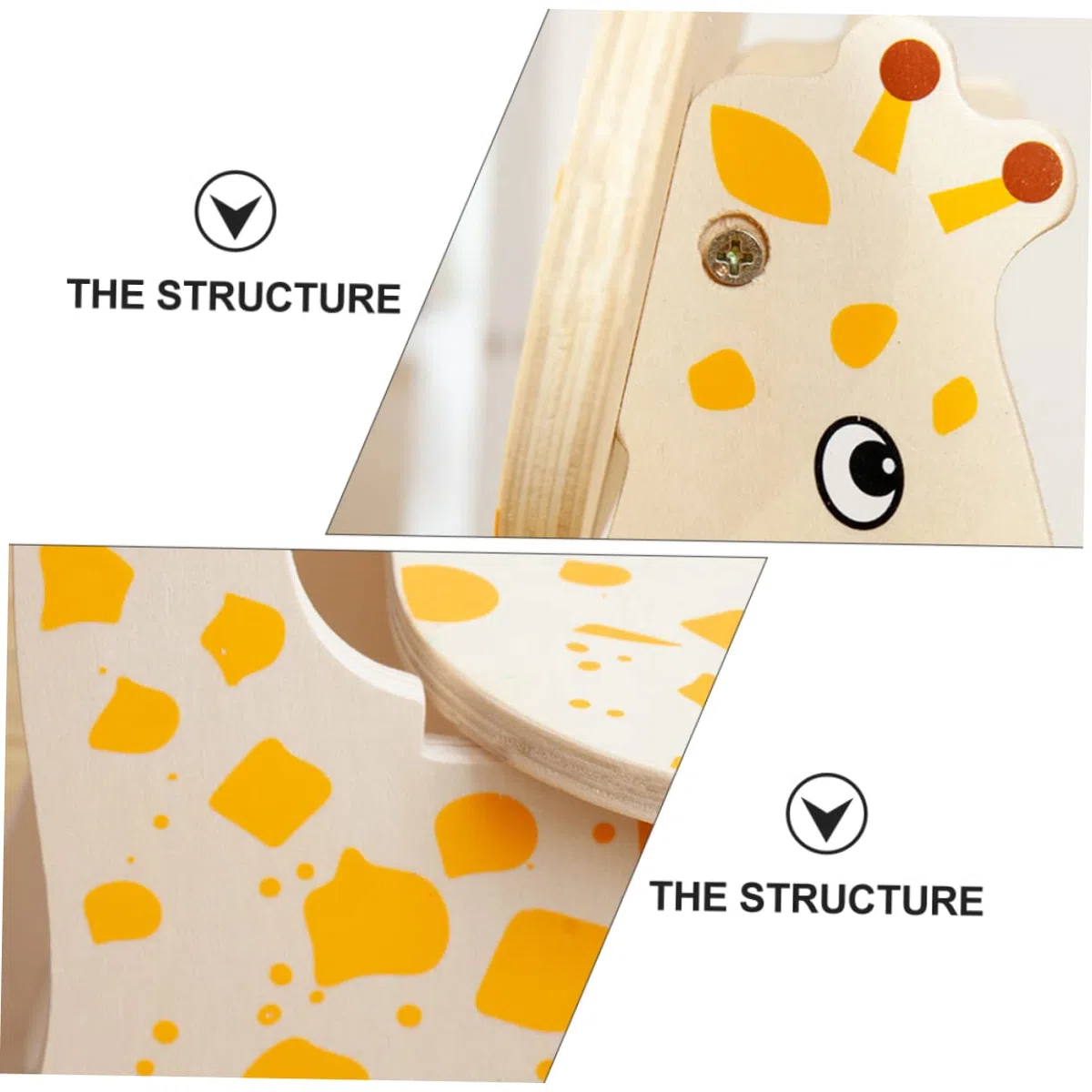 VALICLUD Sedia con schienale in legno a forma di giraffa per sgabello carino e giocoso, design liscio con caratteristiche di sicurezza, mobili per bambini per giocare a casa