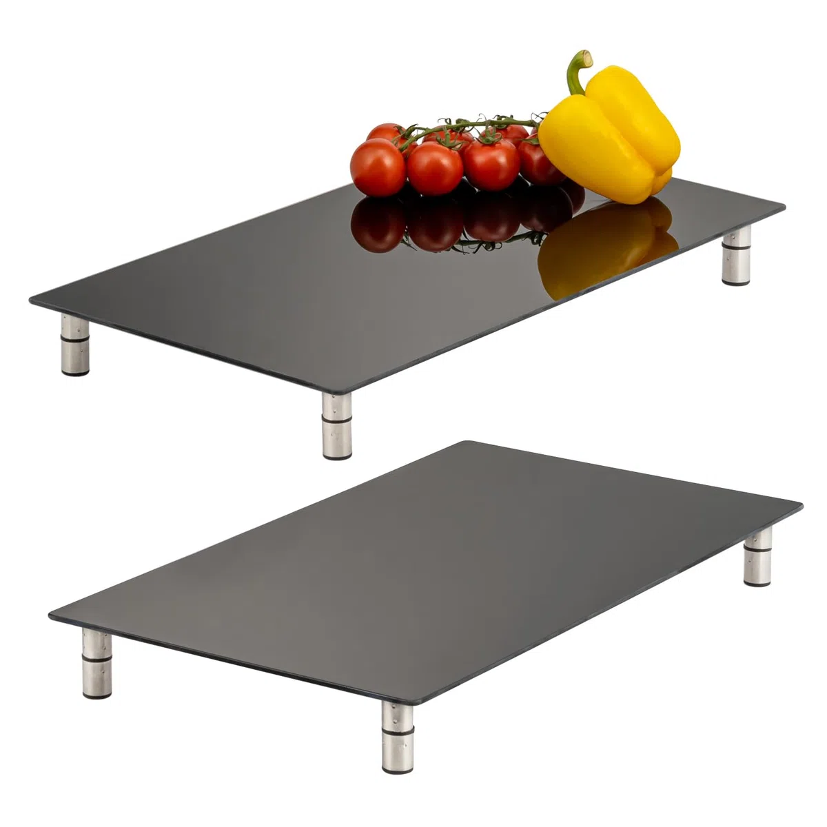 bremermann Set di 2 piastre di copertura per fornelli, in vetro di sicurezza, circa 30 x 6 x 52 cm (larghezza x altezza x profondità), base variabile (nero)