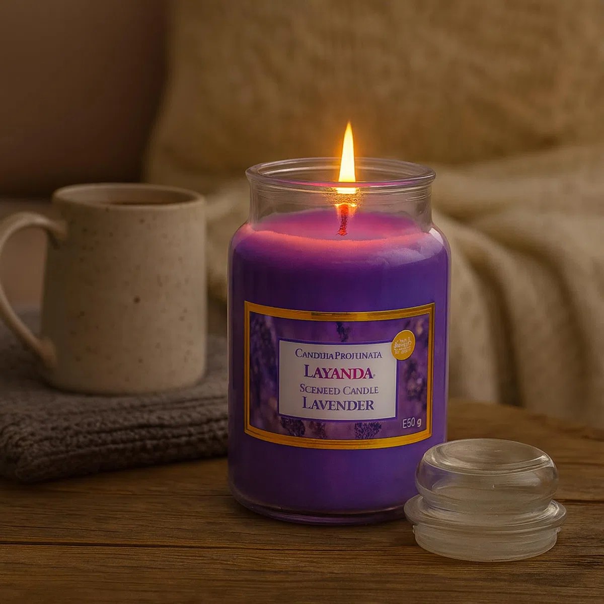 Virsus Candele profumate in Giara Grande, Set da 3 Candele in Vasetto di Vetro da 510 grammi, Profumo Relax per Interno (Lavanda)
