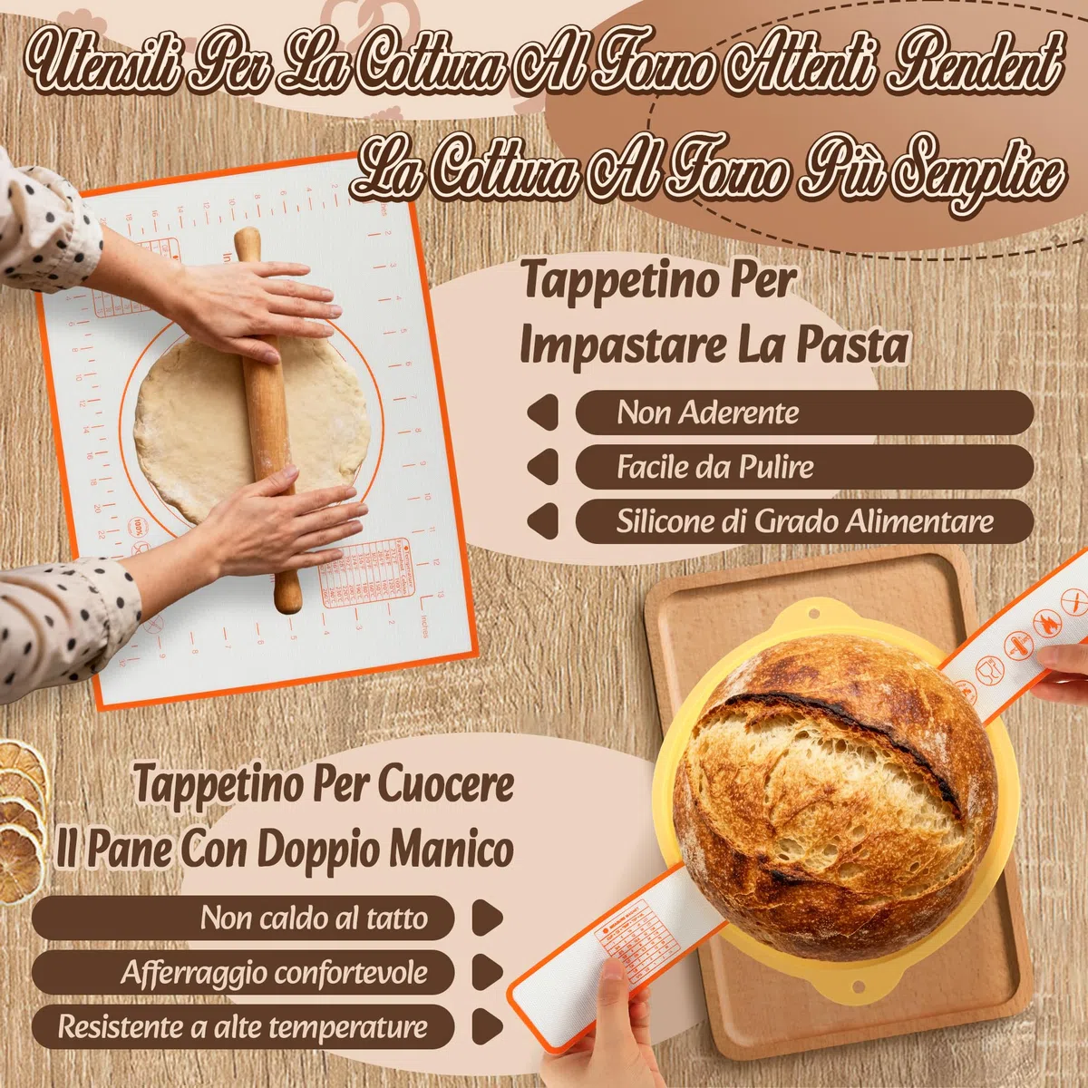 Charmofun Set di Cestini Lievitazione Pane, Kit Completo per Pasta Madre, 2 Cestino Pane Silicone, Kit Preparazione Pane in Casa, Regalo per Principianti e Panettieri Esperti