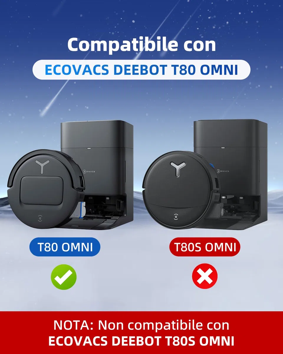 T80 Omni Ricambi Kit di 21 Accessori di ricambio per Ecovacs Deebot T80 OMNI(Non per T80S OMNI) - 1 Spazzola Principale, 3 Rulli Per Spazzole Mop, 6 Sacchetti, 4 Filtri, 6 Spazzole Laterali