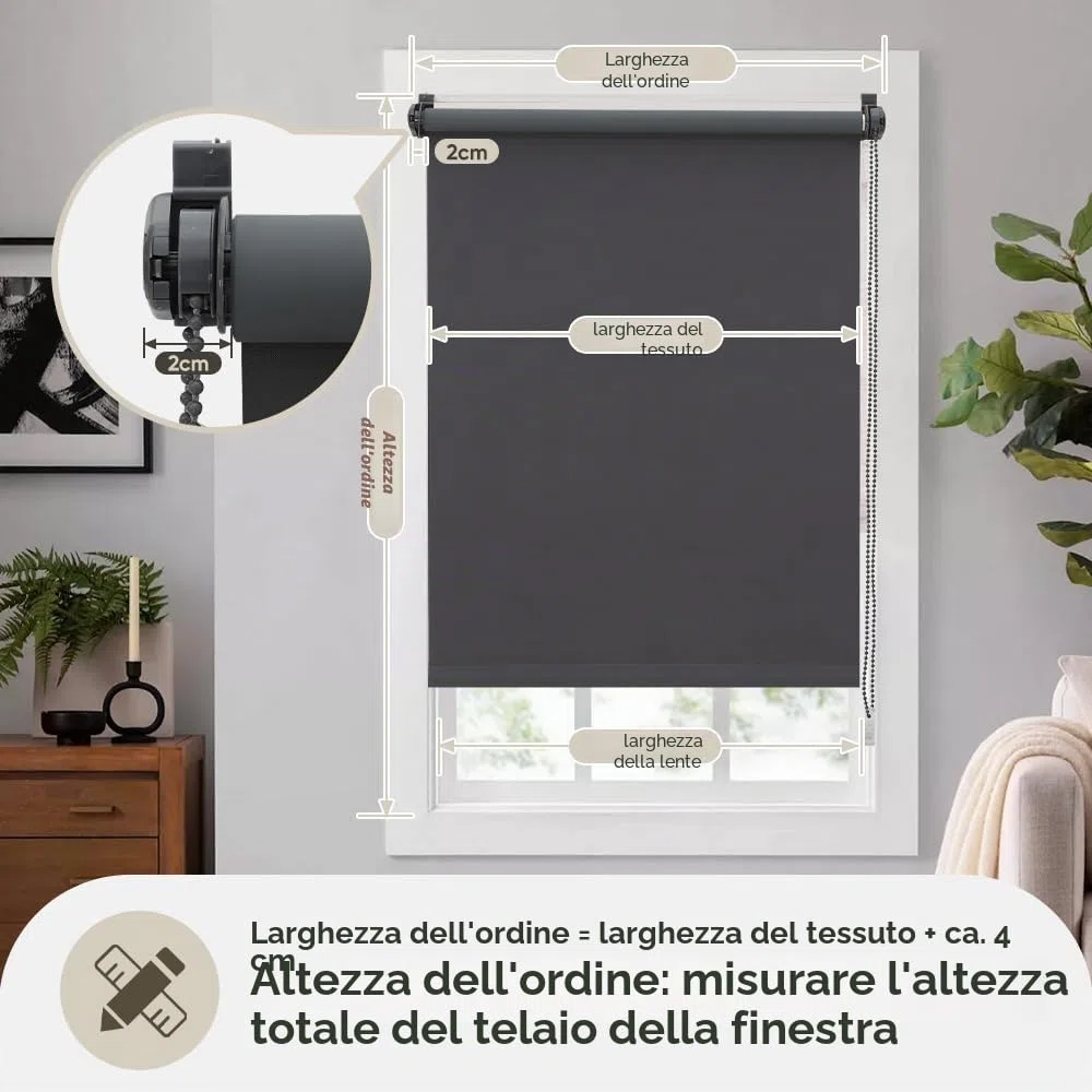 Sekey Tenda a rullo oscurante, senza fori, Klemmfix, larghezza 90 cm, protezione dal calore, protezione solare e da parete, per finestre e porte, 90 x 130 cm, grigio