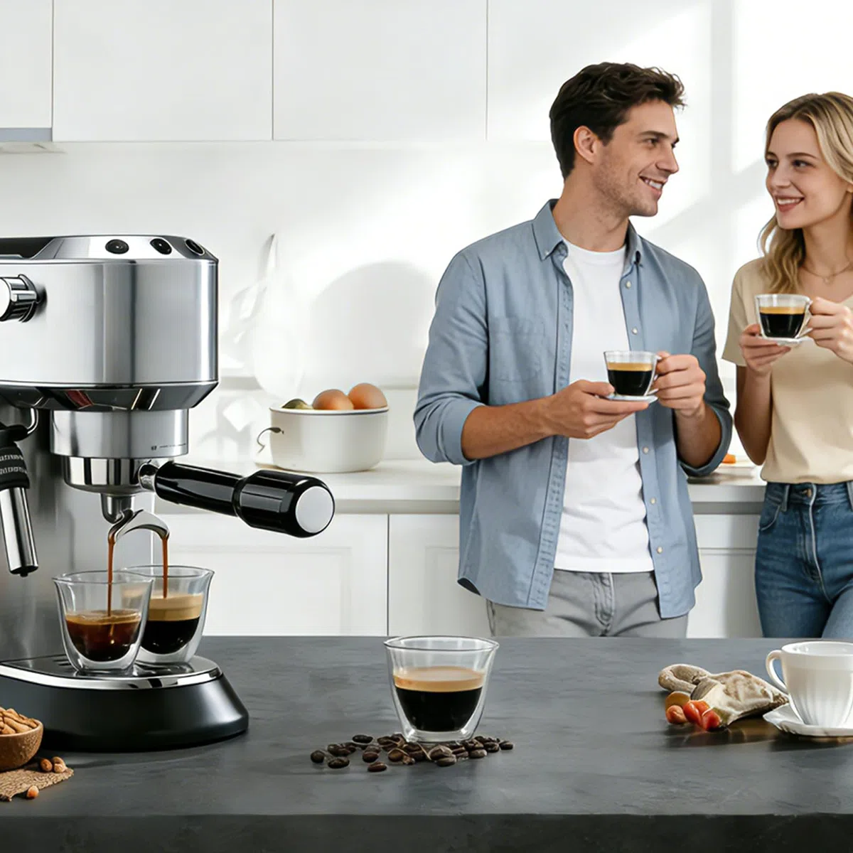 Portafiltro 51mm a 3 Orecchie con Doppio Beccuccio, Compatibile con Macchine da Caffè De'Longhi Dedica EC680 EC685 EC785 EC820 EC850 EC860, Manico in ABS Resistente