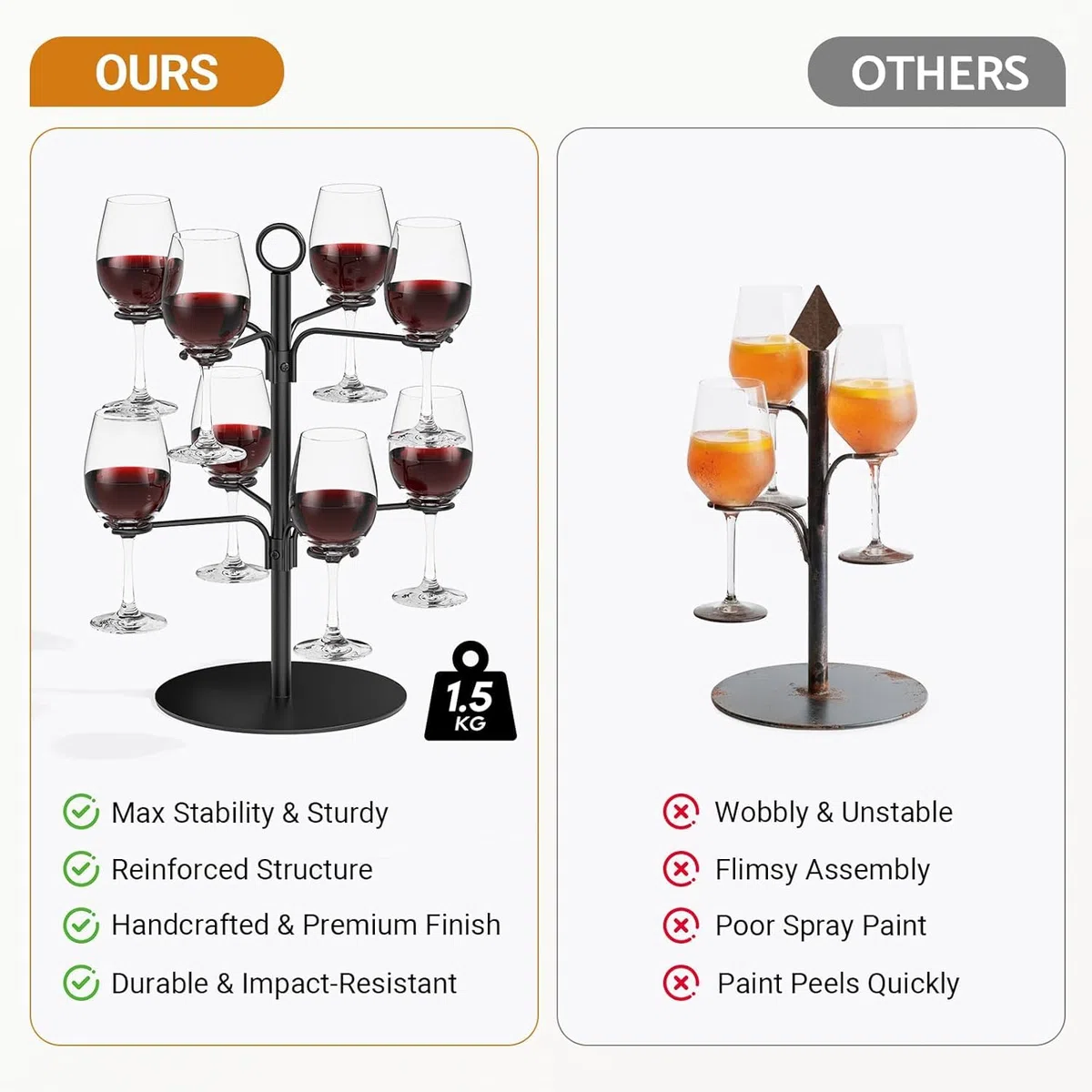 TJ.MOREE Bevande Torre per 8 bicchieri – Aperol Tree da portata per cocktail – Regalo di compleanno per donne, Aperol, aperitivo rosa, supporto per alberi da cocktail, torre di champagne (nero)