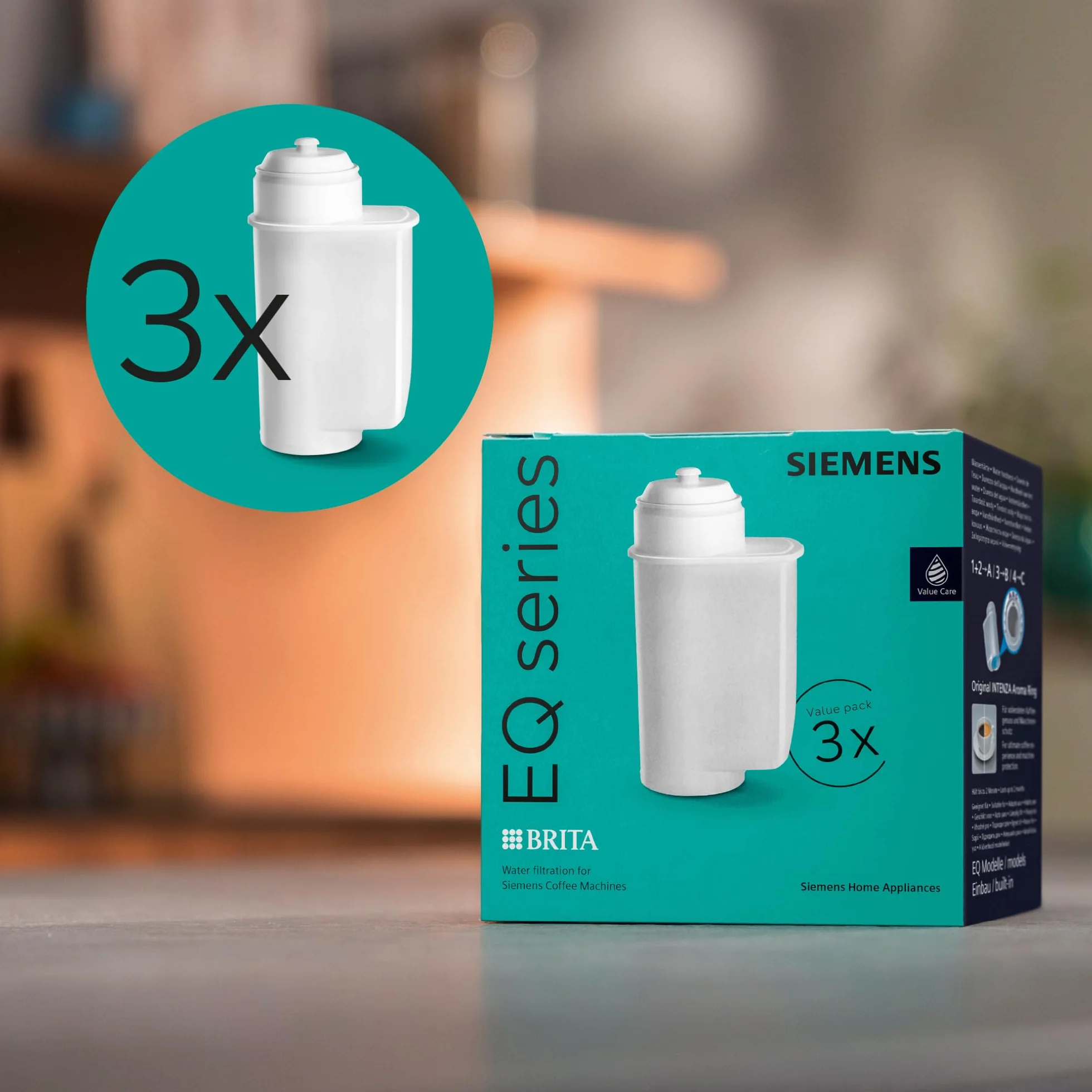 Siemens TZ70033A Brita Intenza - Filtro per acqua, in plastica, Bianco, 3 pezzi