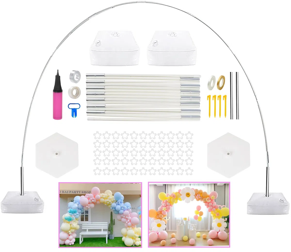 Arco Palloncini Struttura, Kit Arco Semicircolare, Struttura per Palloncini con Base, 2,7m Arco Palloncini per Matrimoni/Compleanni, adatto per feste, Natale