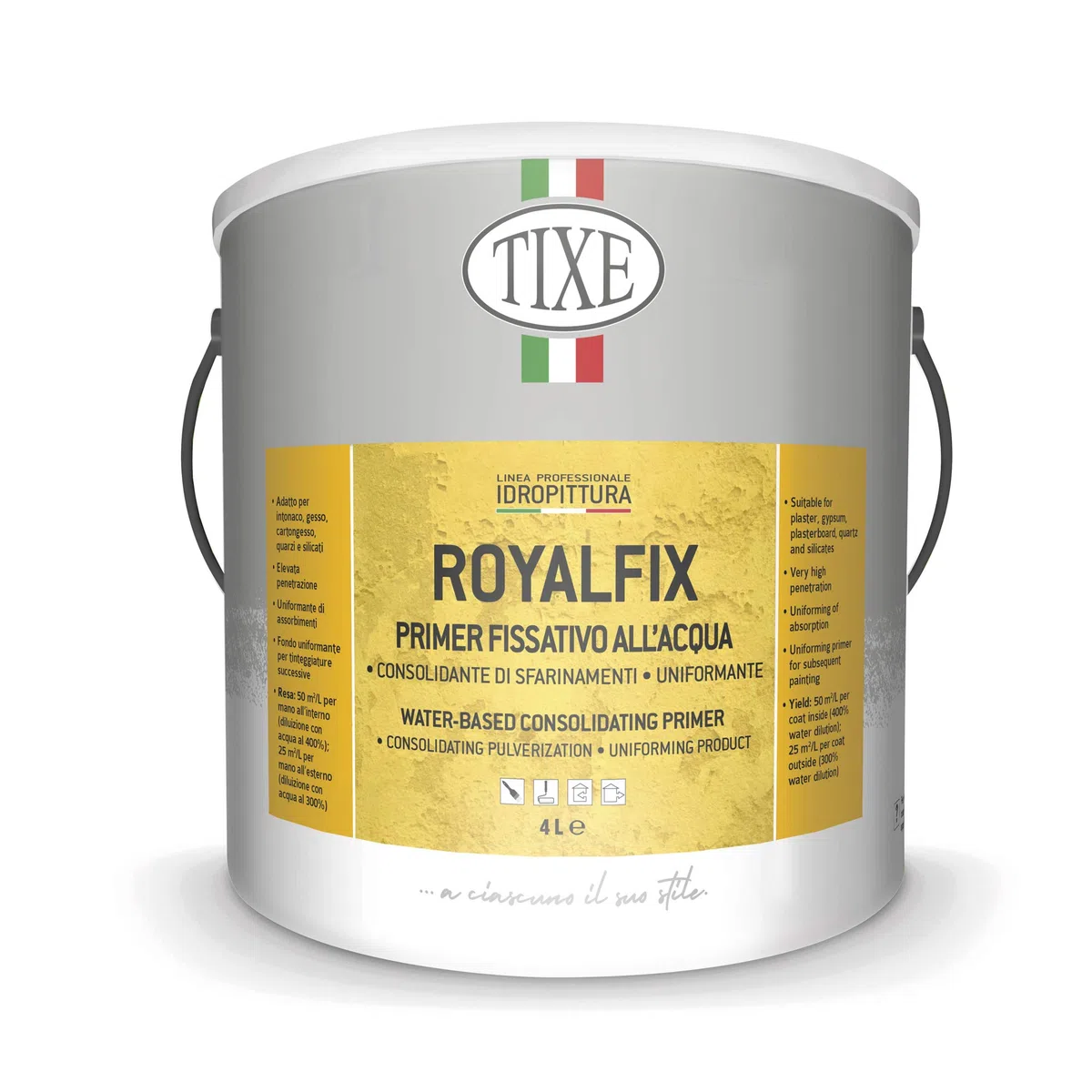 TIXE Idropittura Traspirante – Pittura per Interni Resistente e Traspirante per Pareti, 4 l