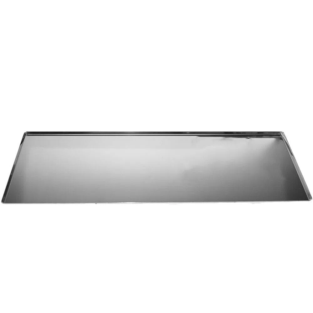 Vassoio da Banco per Pasticceria Bordo Chiuso in Acciaio Inox teglia Gastronomia rosticceria Contenitore espositore rettangolare-60x20 cm