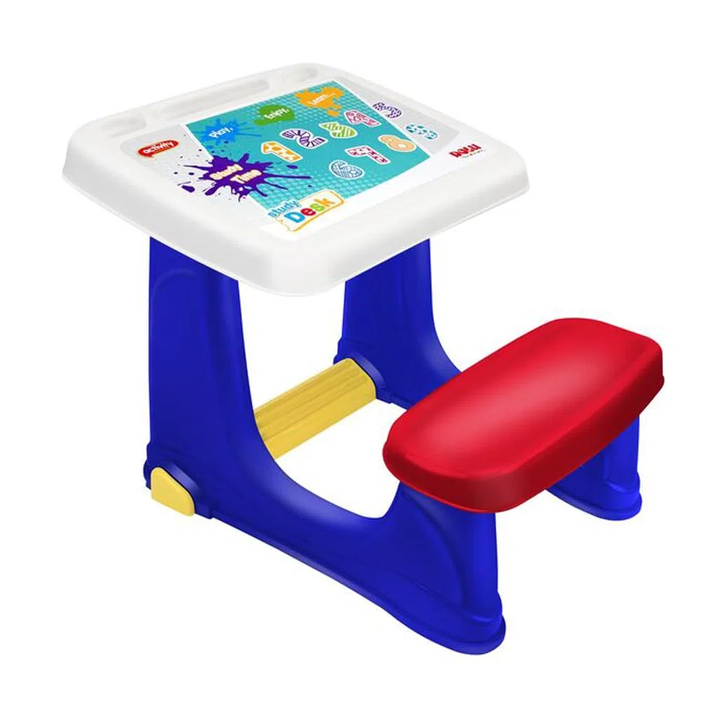 Vitamina G Banco Scuola per Bambini, con Seduta Integrata, Blu e Rosso, 72x49x54 cm, età 2-4 Anni