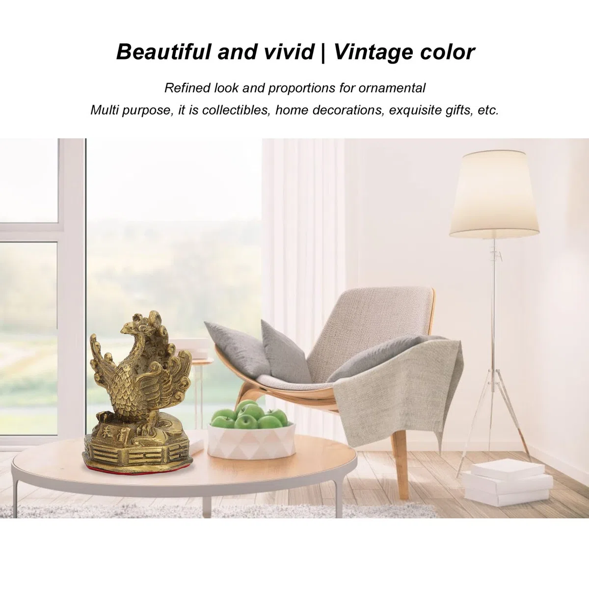 Buachois Ottone di Altezza Statuetta Fenice,Cinese Feng Shui Phoenix Statua di Buon Auspicio Ricchezza Buona Fortuna Scultura Ornamenti per Home Office Decor