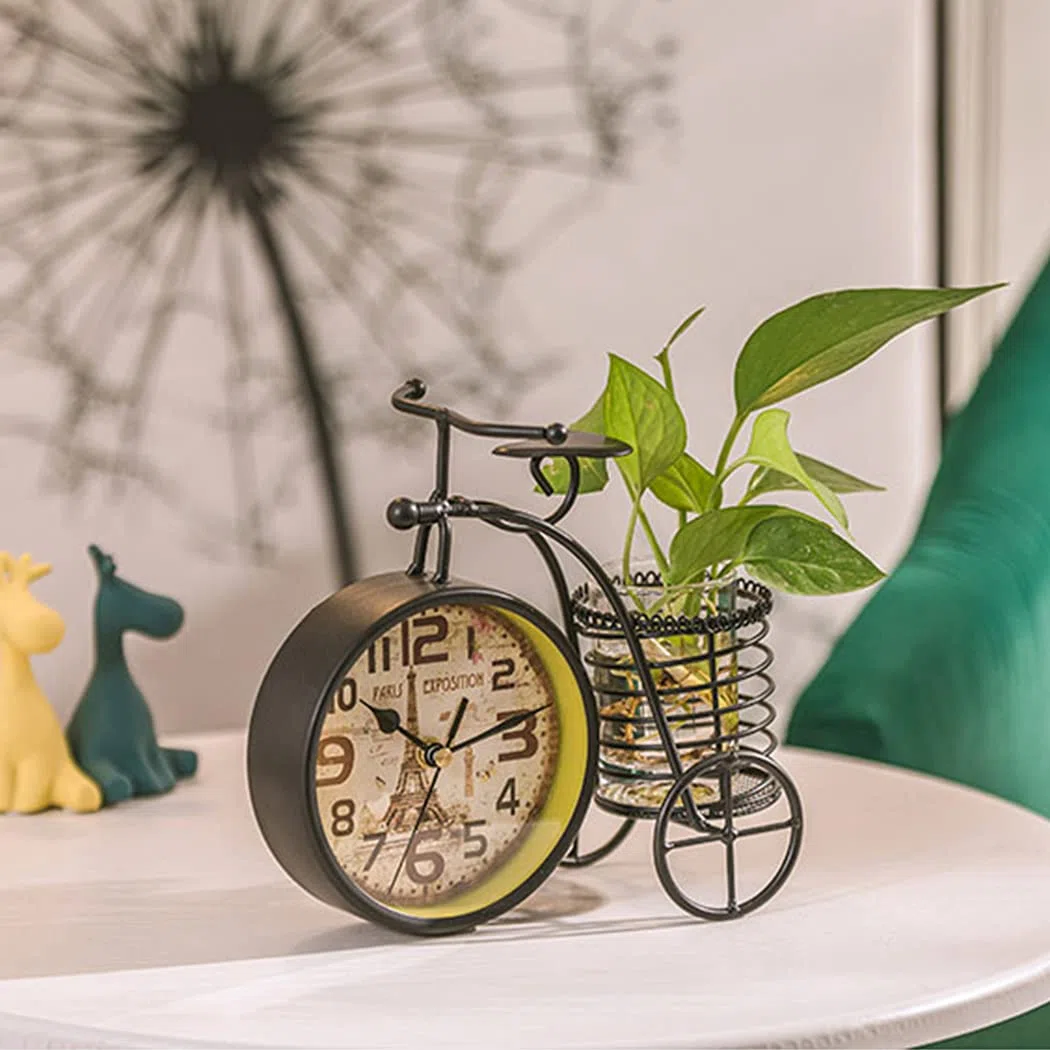 Orologio da tavolo da bicicletta alla moda creativo in ferro metallo silenzioso orologio da tavolo soggiorno camera da letto decorazione