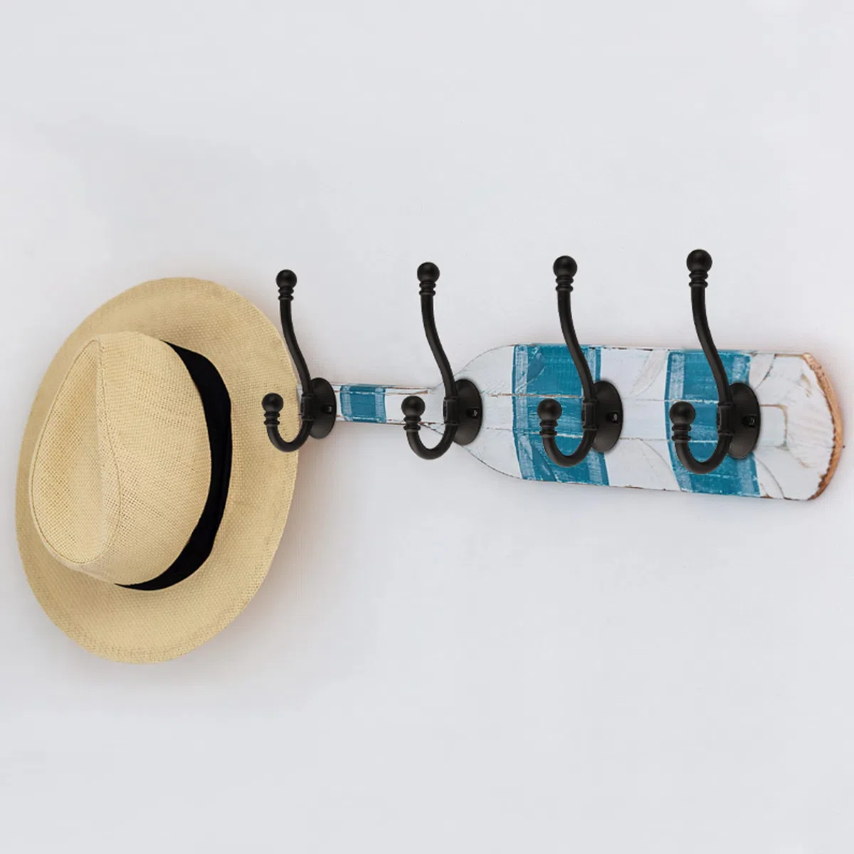 HASWARE 6 ganci appendiabiti a doppia punta, con 12 viti ganci a parete ganci appendiabiti grandi e resistenti per cappotti, cappelli, appendiabiti, chiavi, asciugamano (nero opaco)