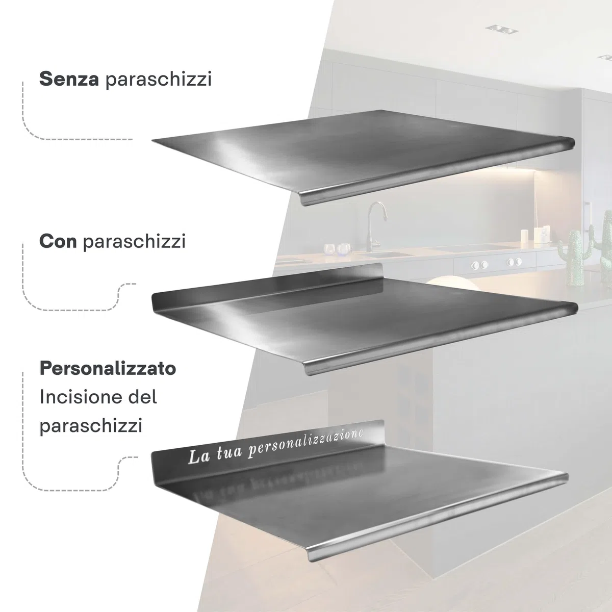 PRM Acciai Tagliere Acciaio Inox - Tagliere da Cucina e Spianatoia Acciaio Inox per Impastare Pizza, Pane, Pasta Sfoglia, Cioccolato e Dolci - 300x500 Con Piega Frontale 20mm. No Alzatina Paraschizzi.