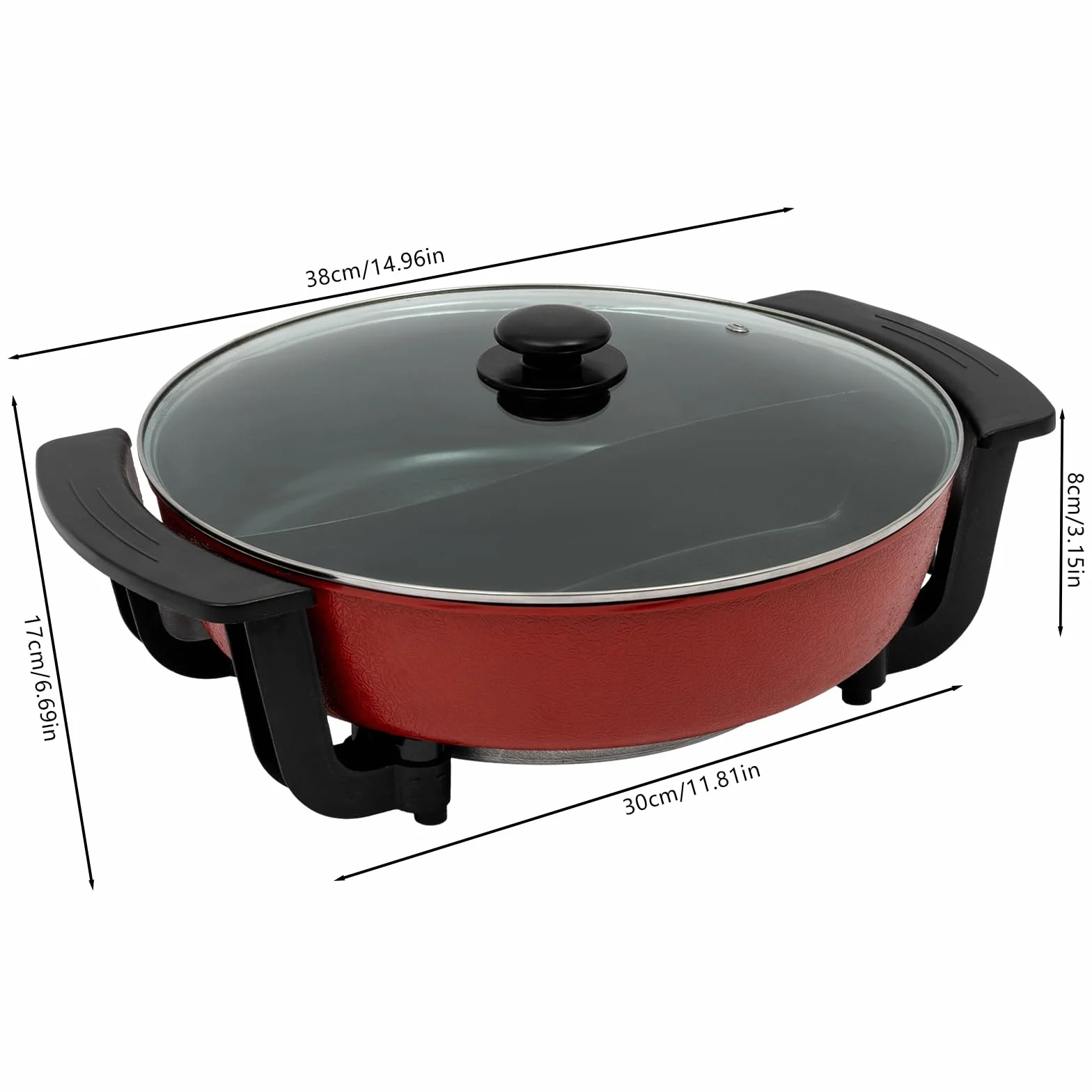 Hotpot 6L con Divisorio Temperatura Regolabile in 5 Fasi Pentola Elettrica 1360W Multifunzione Hot Pot per Riunioni Famiglia, Ristoranti, Appartamenti, Dormitori, per 3-4 Persone