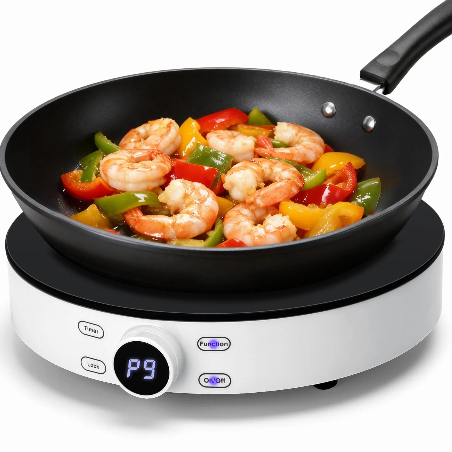 Aigostar Cookmate - Piastra a induzione da 2000W, fornello a induzione in vetroceramica. Controllo Touch con timer e spegnimento automatico. Adatto per pentole con fondo di diametro 12-26 cm.