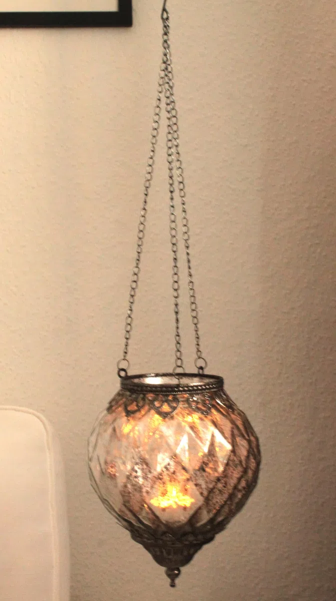 Portacandela Marocco da appendere in vetro, metallo (l/h/p) 15 x 19 x 15 cm argento