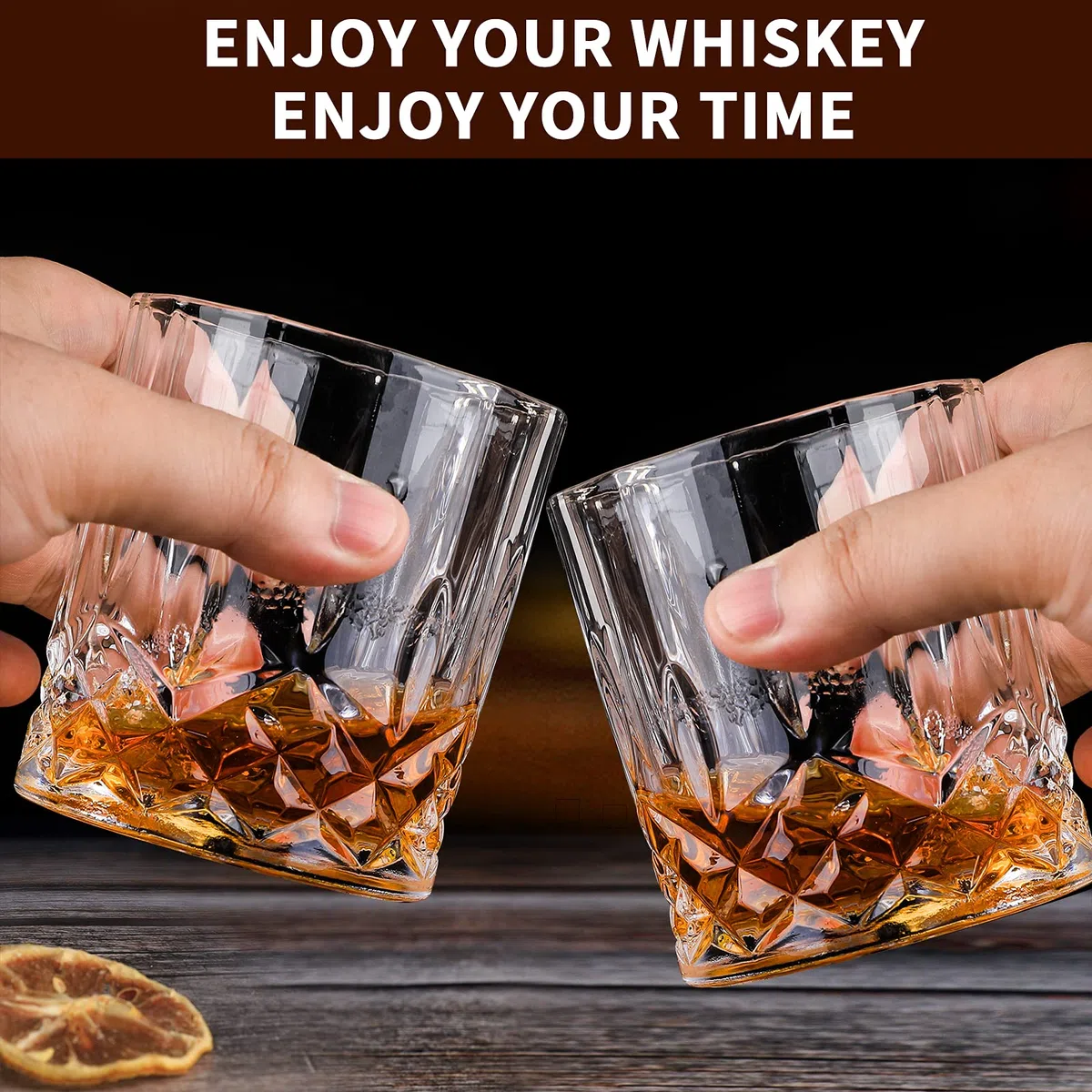 SuproBarware Set di 6 bicchieri da whisky vintage 300 ml di vetro di cristallo senza piombo per Bourbon, Brandy, Rum e cocktail