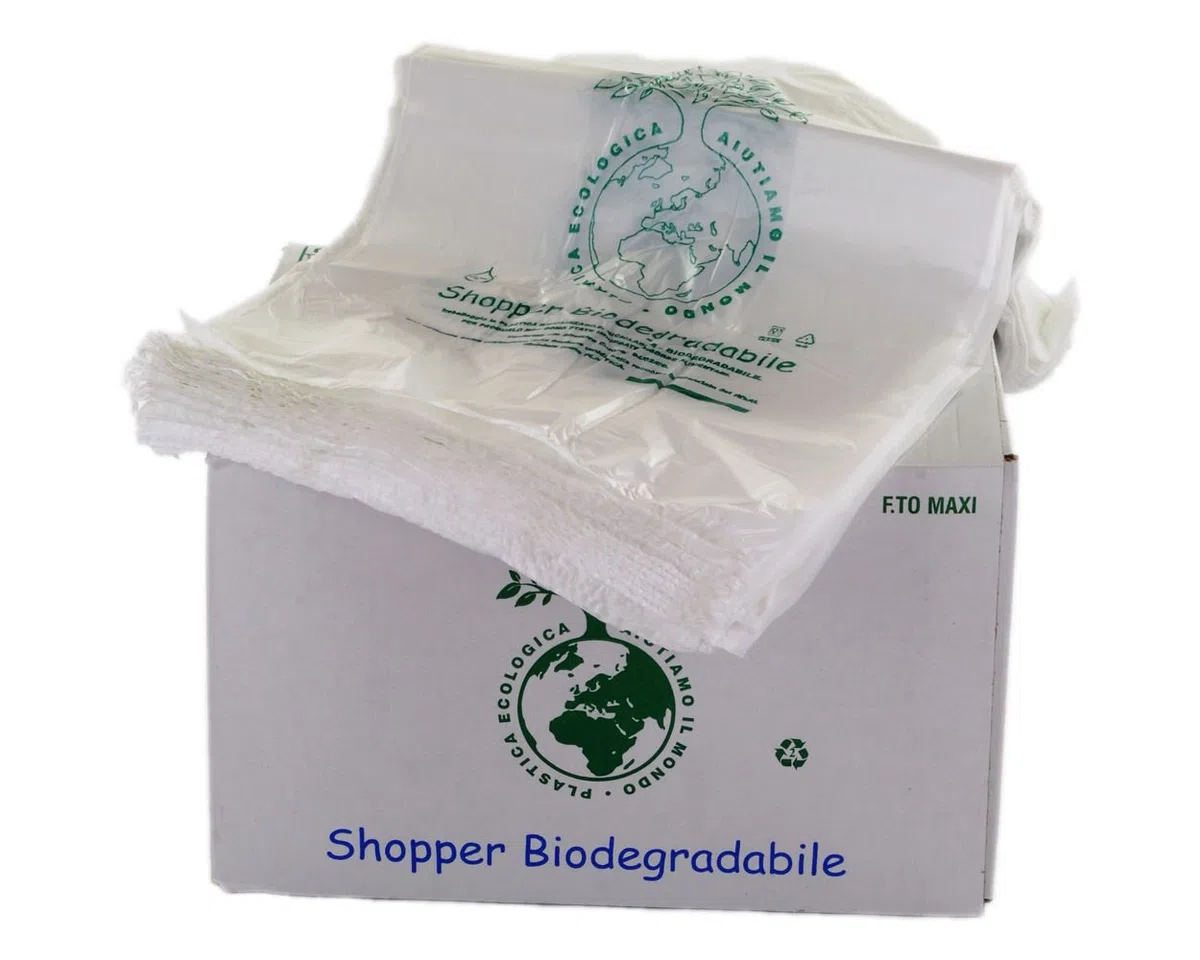 1000 PZ BUSTE BIODEGRADABILI MANICO COMPOSTABILI MINI 23X40 SHOPPER