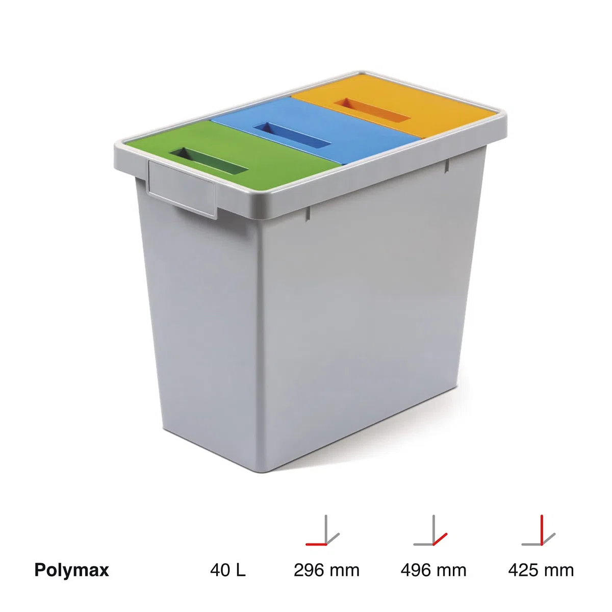 MATTIUSSI Ecologia S.p.A. POLYMAX - Mini Sistema modulare per la Raccolta differenziata per Interni - 40 lt totali