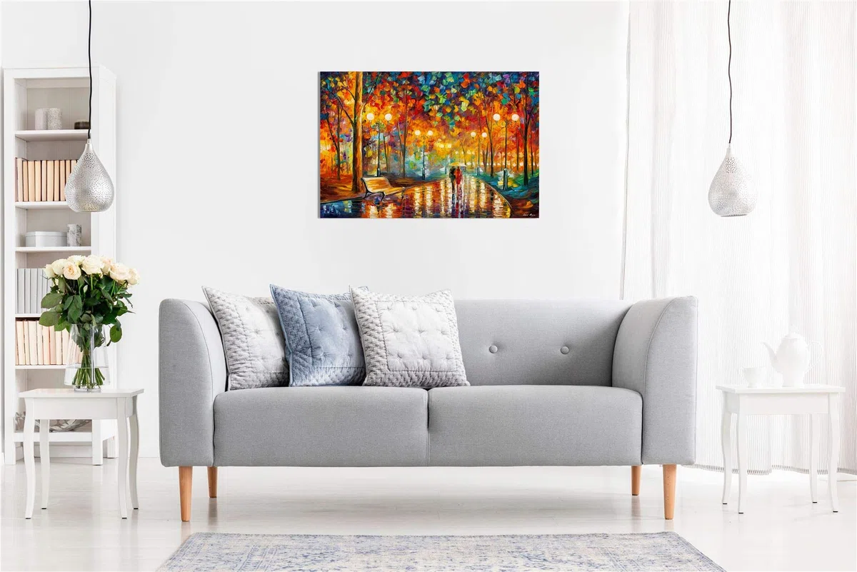 Leonid Afremov - Dipinto a olio astratto su tela da parete per soggiorno, decorazione casa, Rains Rustle Ii, 61x41 cm (24x16in)