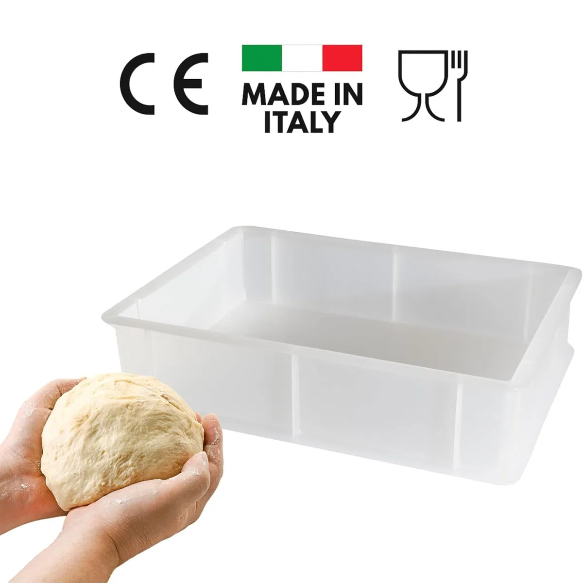 CookandSupply Contenitore per Lievitazione Pizza E Pane BPA-free - Cassette Portaimpasto Certificate di Grado Alimentare - Made in Italy - 5 Box Impilabili 40x30x10 + 1 Coperchio