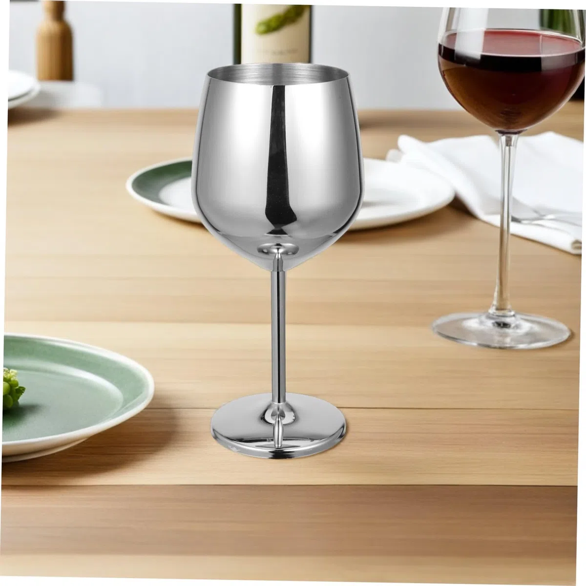 Ciieeo Calici da Vino Portatili in Acciaio Inox 18 Oz/500 Ml Dorati Infrangibili per Picnic Campeggio Feste Set 2 Pezzi