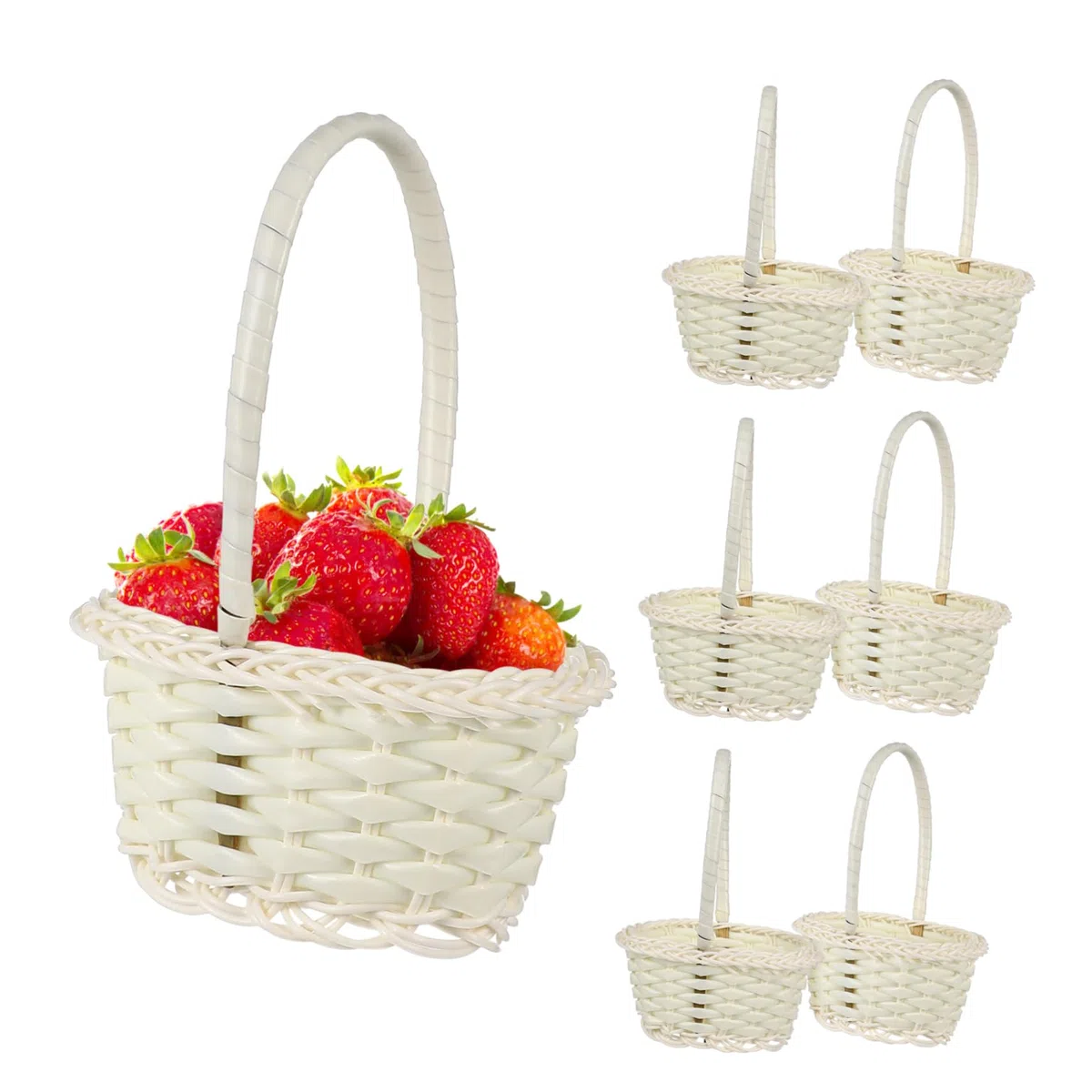 Housoutil 10 Pezzi Di Cestino Da Raccolta In Rattan Decorazione Cestini Per Piante In Paglia Grazioso Cestino Da Giardino Piccolo E Semplice Con Manico Cesto Per Frutta Intrecciato
