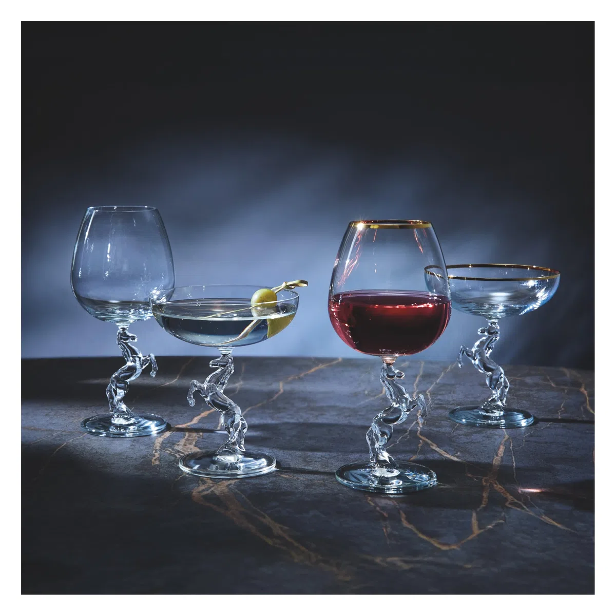 RITZENHOFF Reitkristall 9011001 - Calice da spumante da 200 ml, design semplice ed elegante, con stelo a forma di cavallo in ascesa, prodotto in Germania
